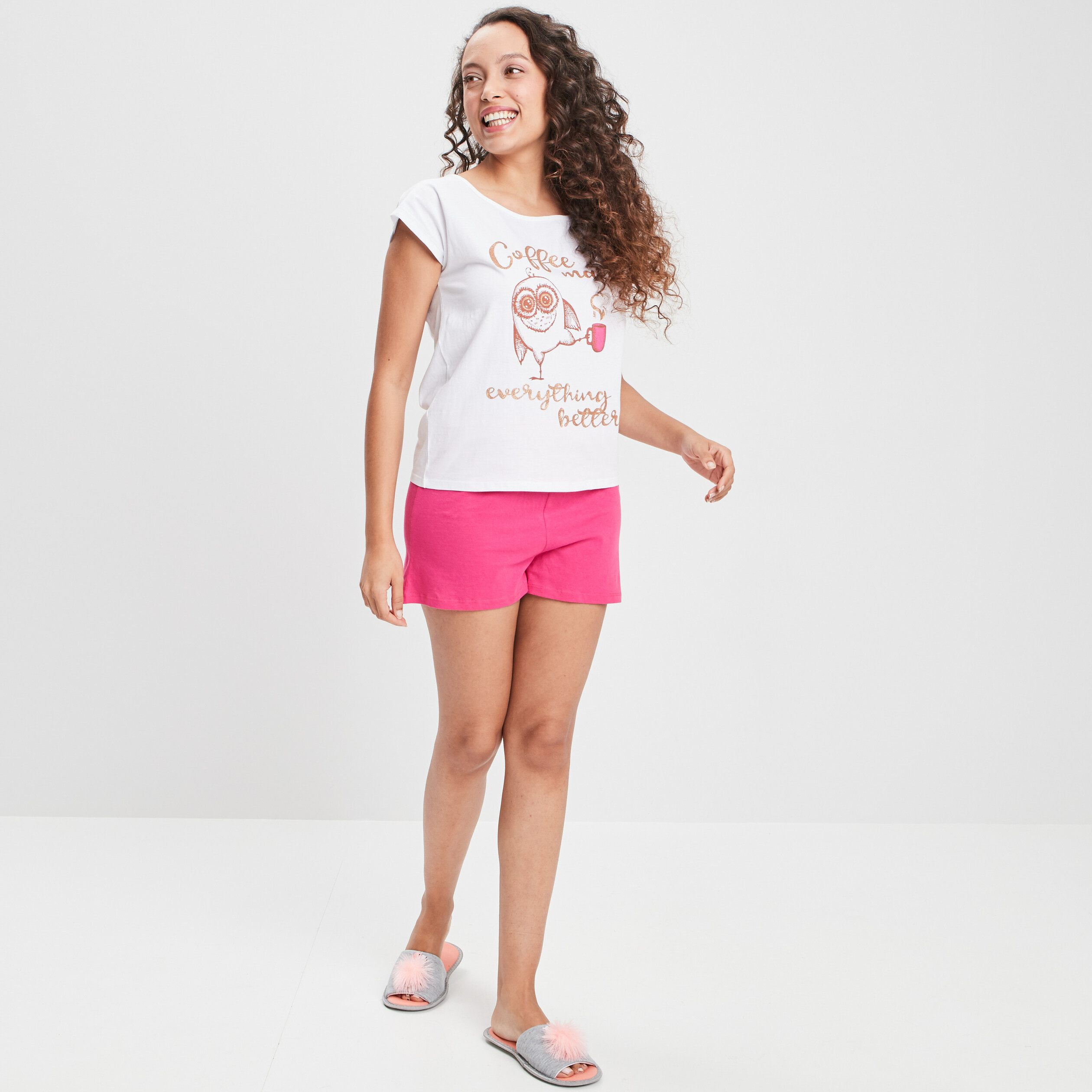 Ensemble pyjama 2 pièces ivoire femme