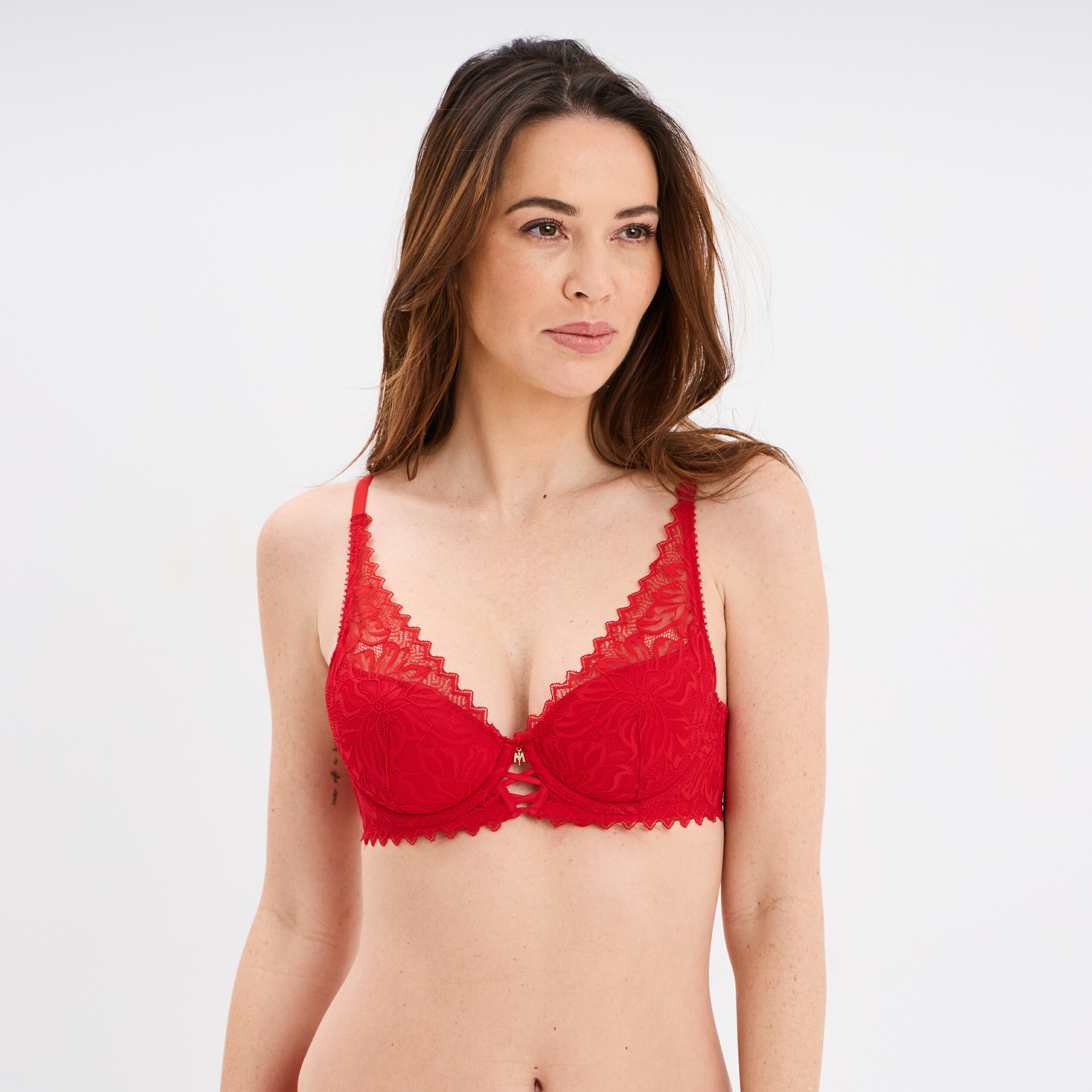 soutien gorge foulard padde dentelle rouge femme Soutien-gorge foulard paddé dentelle rouge femme