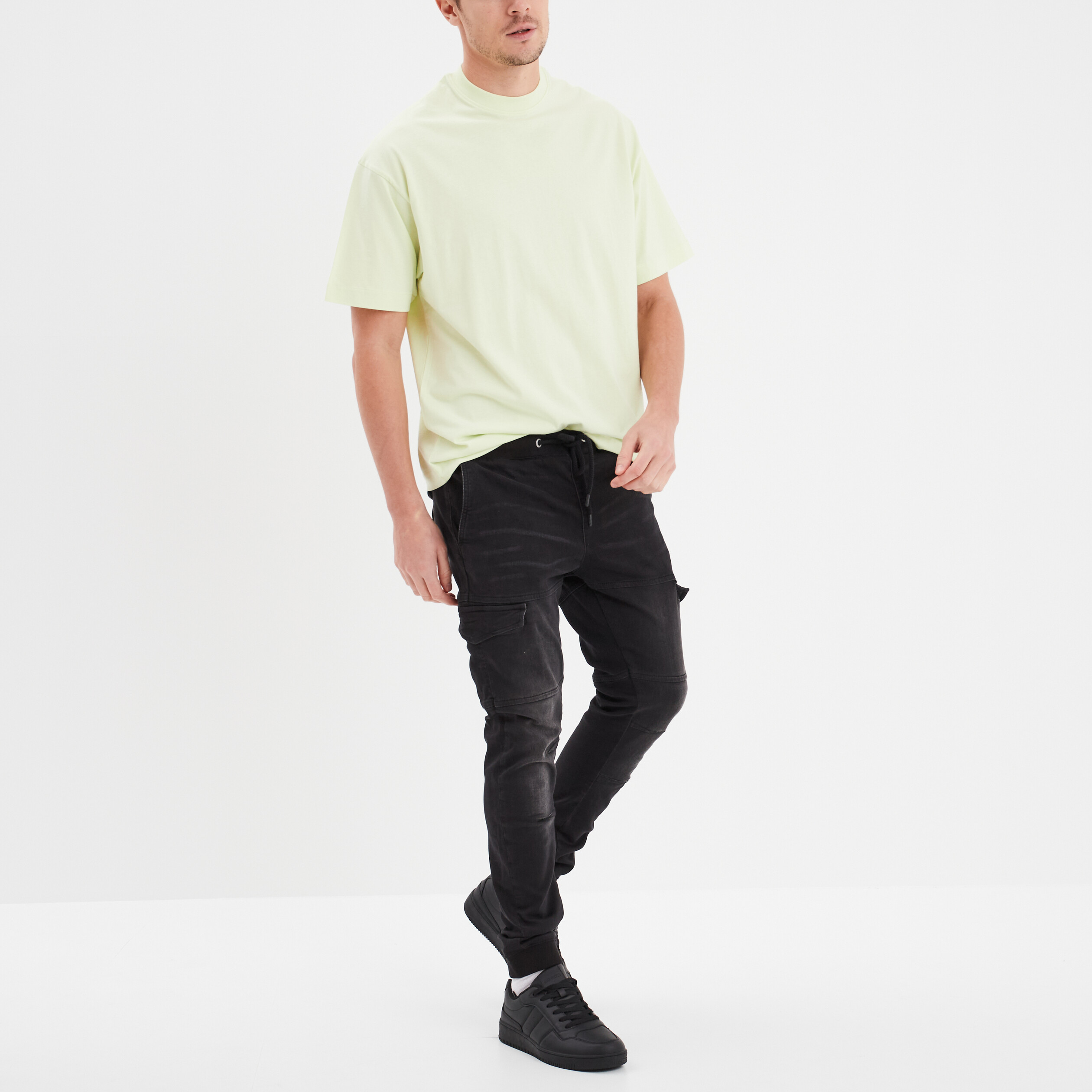 Pantalon skinny stretch 2 poches c&ocirc;t&eacute;s noir homme
