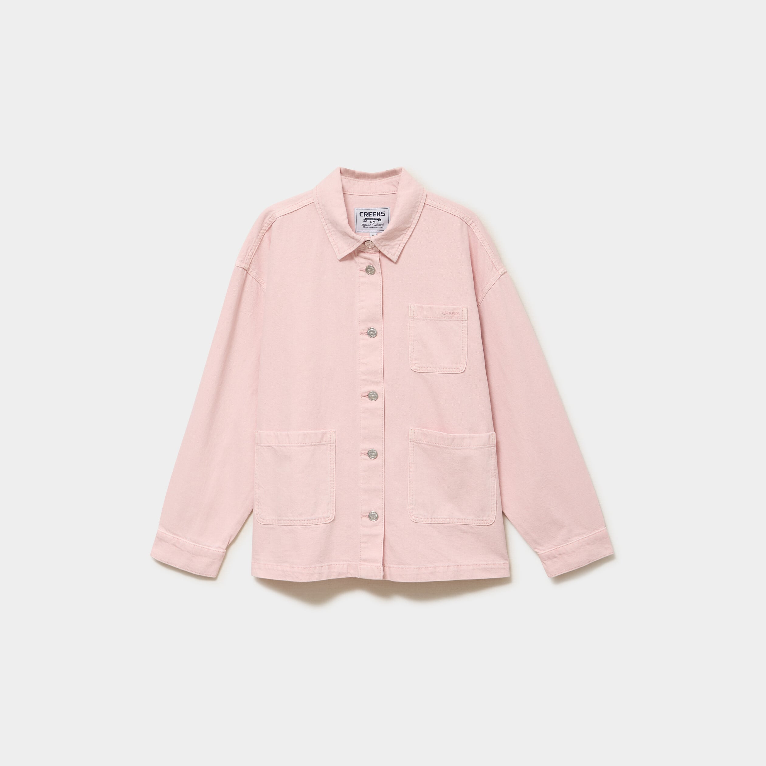 Veste surchemise oversize coton rose clair femme