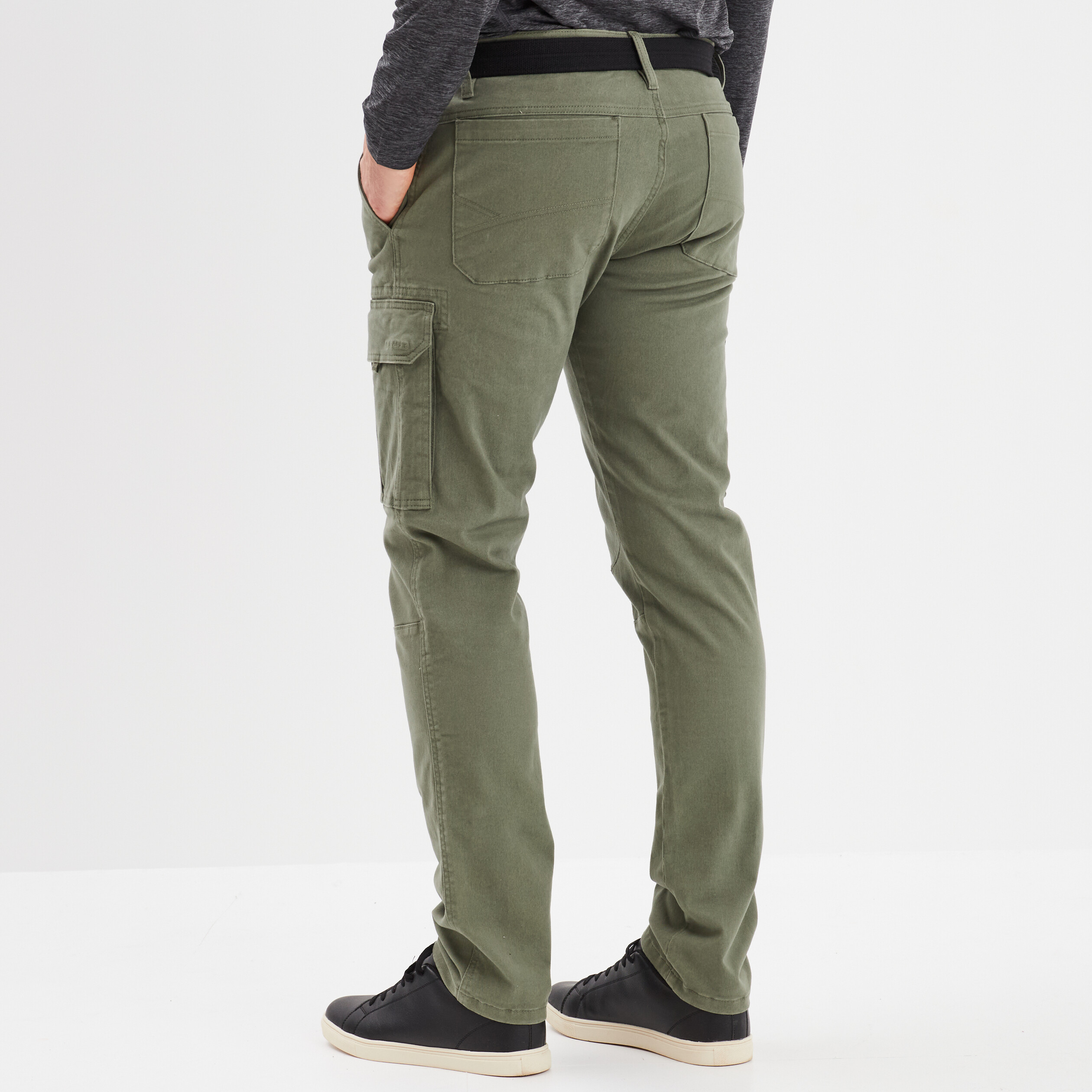pantalon cargo ceinture trappeur vert kaki homme Pantalon cargo ceinturé Trappeur vert kaki homme