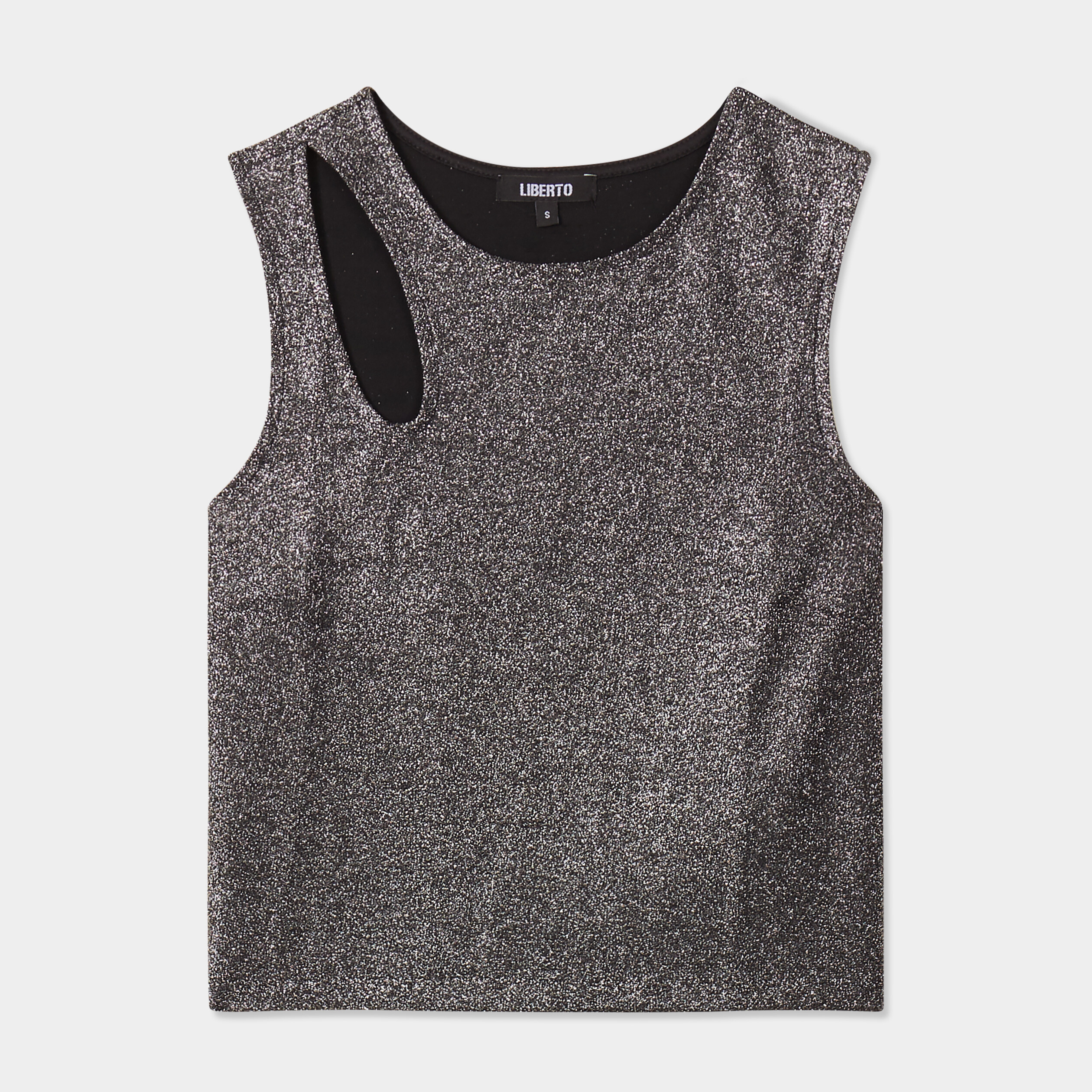 debardeur cropped detail epaule liberto gris argent femme Débardeur cropped détail épaule Liberto gris argent femme