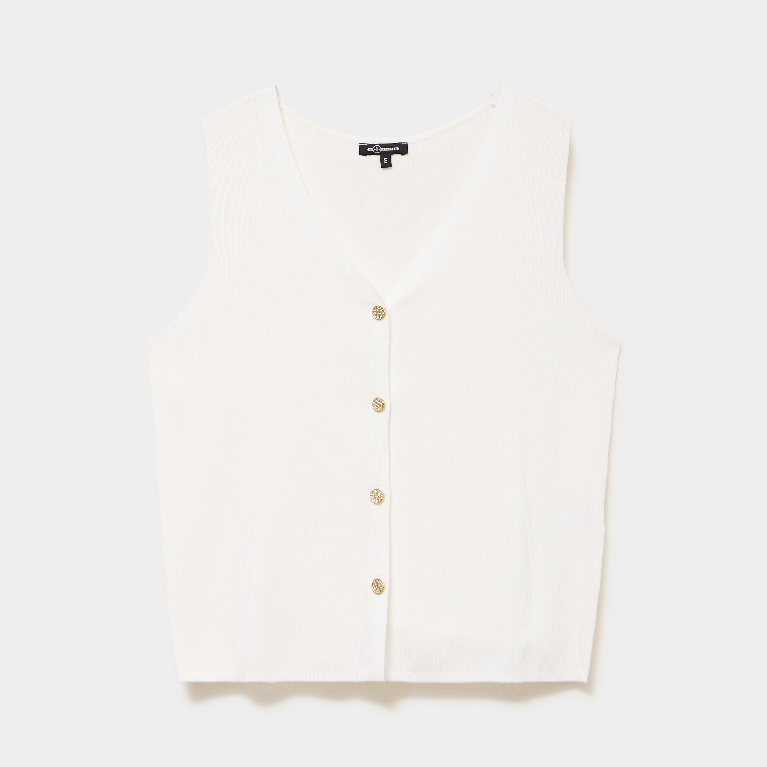 Gilet sans manches col en V blanc femme