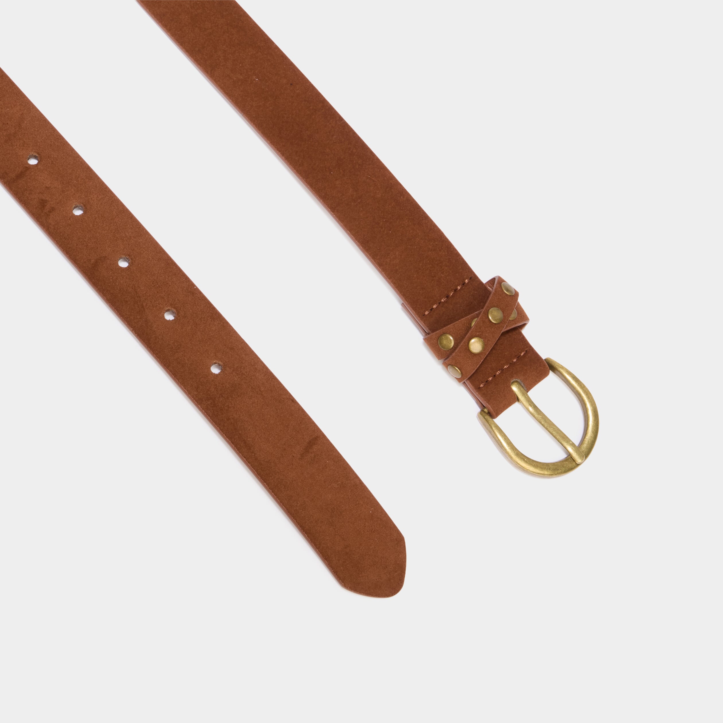 Ceinture effet su&eacute;dine marron cognac femme