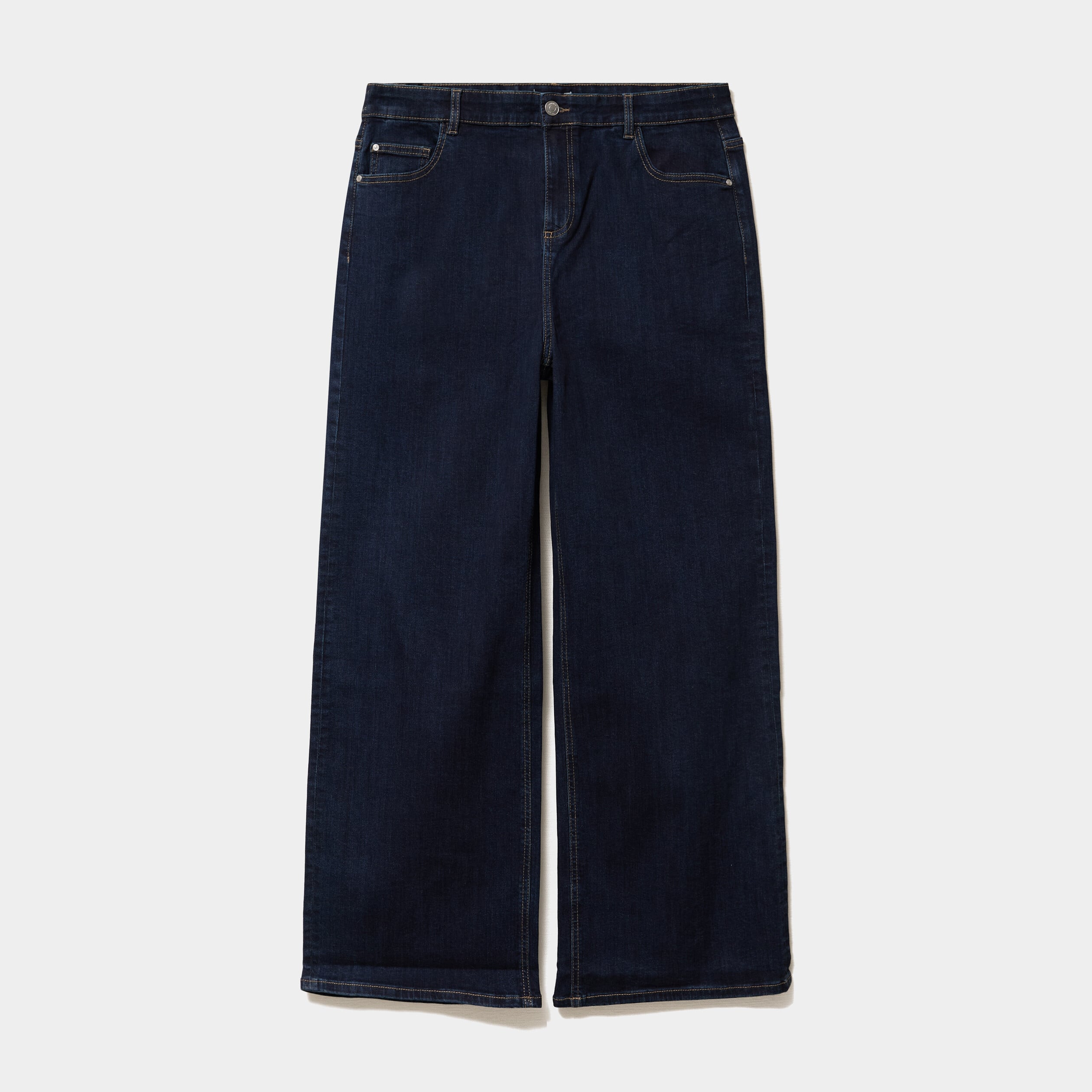 Jean taille haute wide leg cropped denim brut femme grande taille