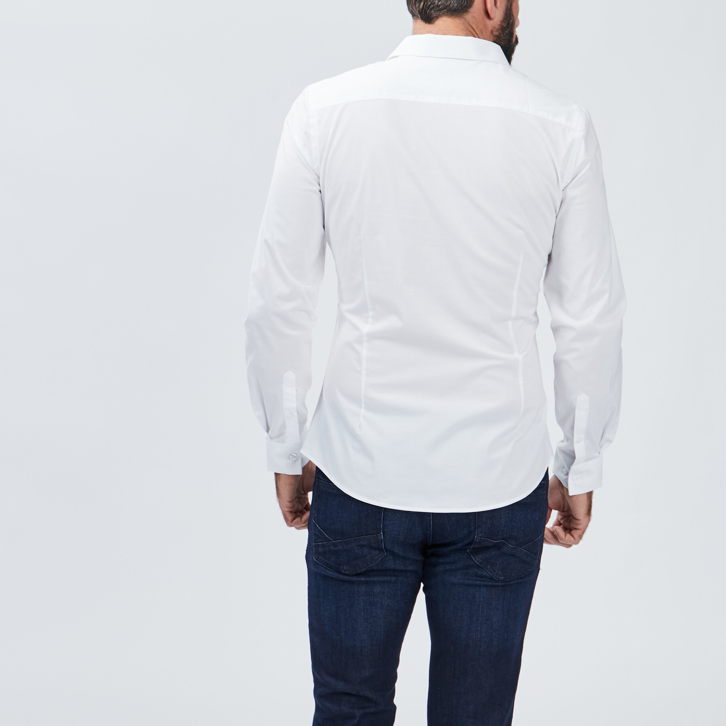 chemise stretch manches longues blanc homme Chemise stretch manches longues blanc homme