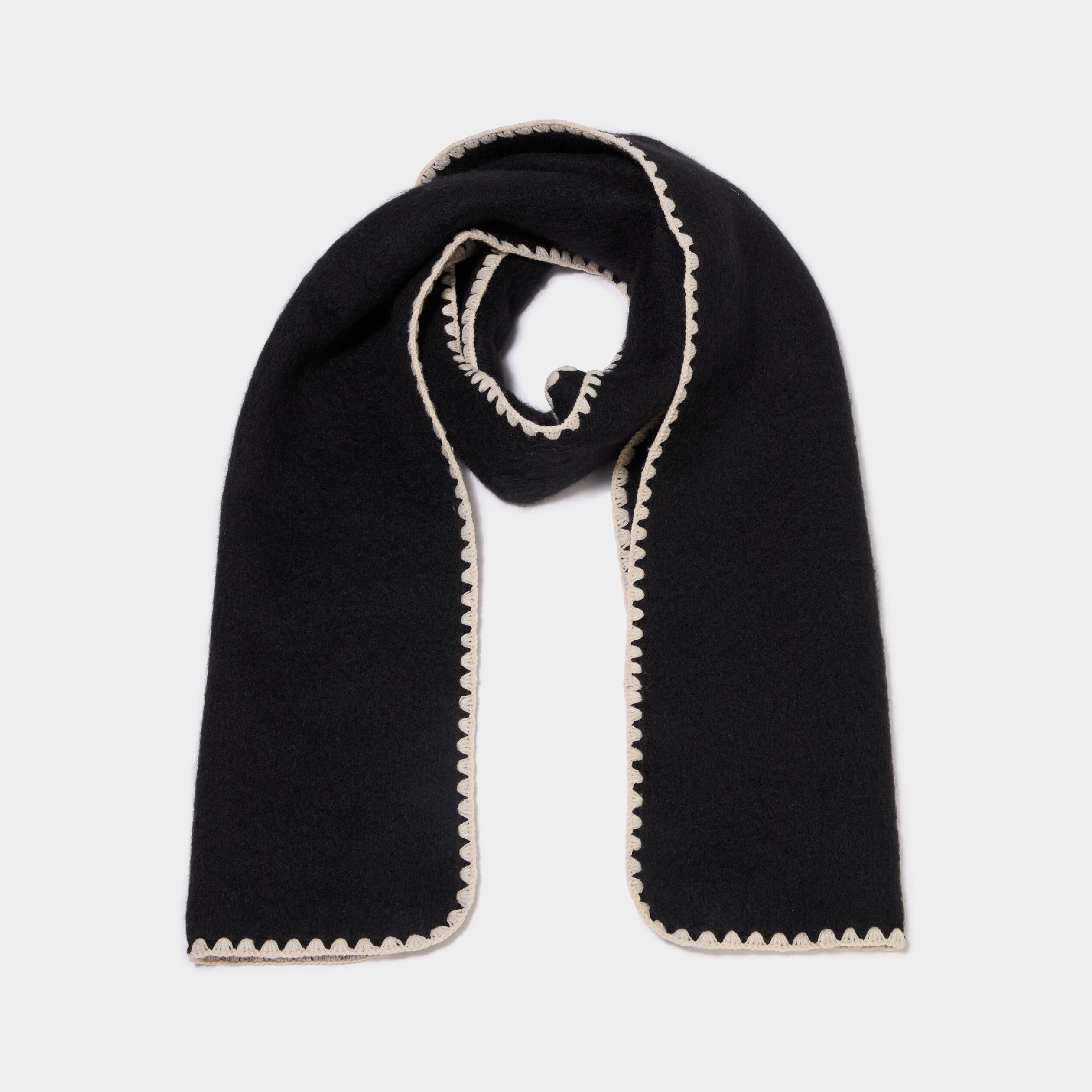 &Eacute;charpe avec broderie contrast&eacute;e noir femme