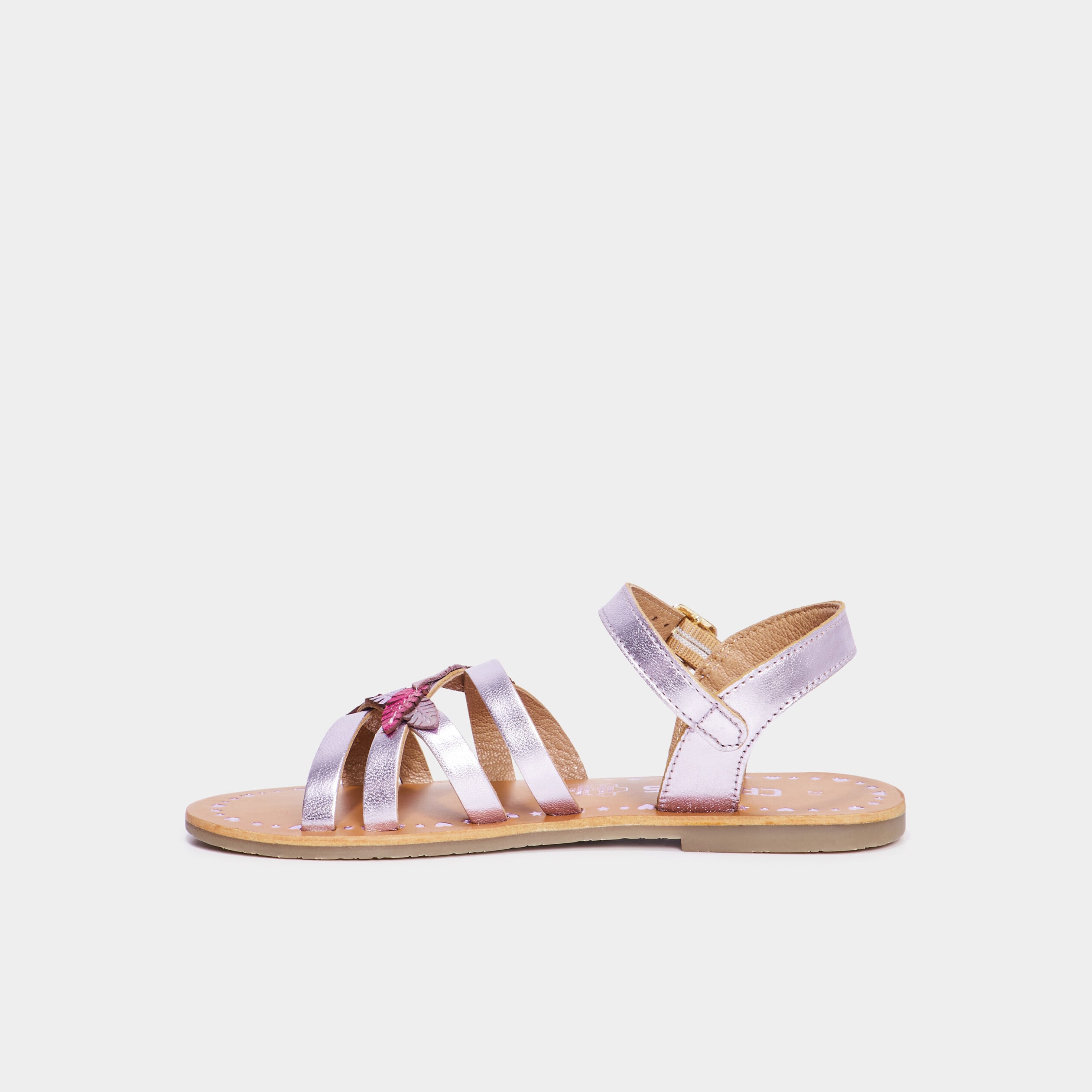 Sandales en cuir avec bride d'attache parme fille