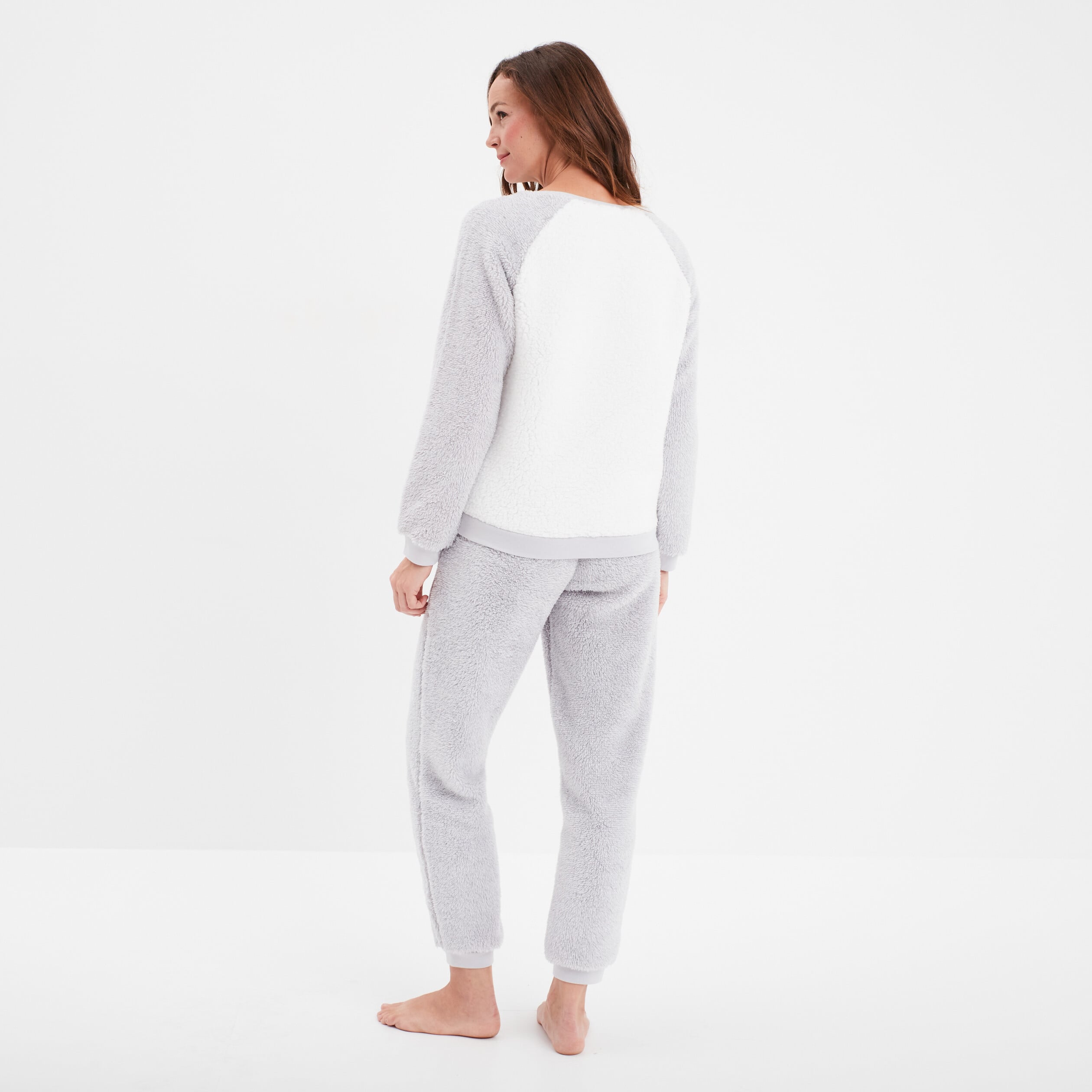 Ensemble pyjama polaire 2 pi&egrave;ces gris femme