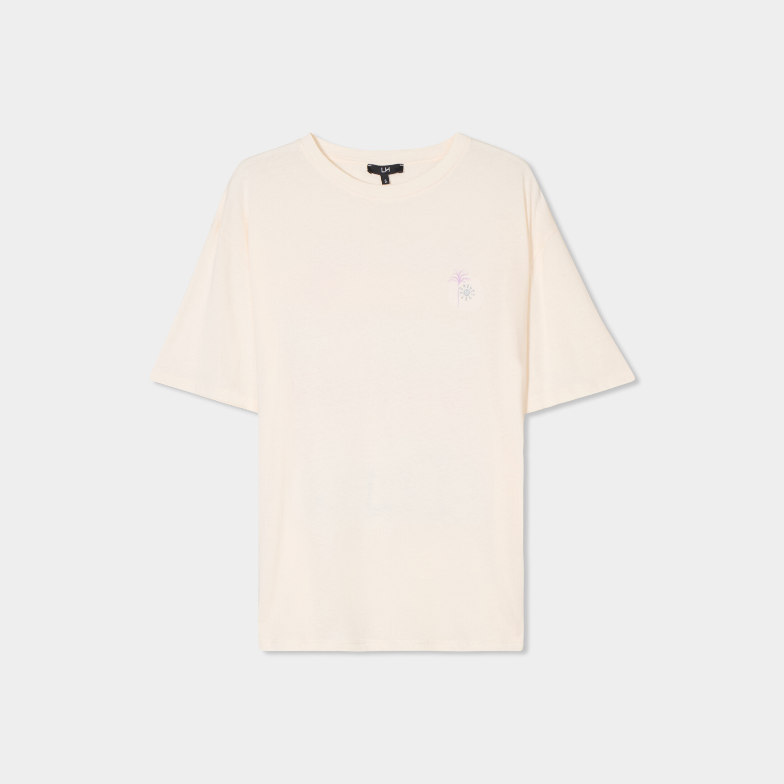 t shirt col rond manches courtes coton ecru femme T-shirt col rond manches courtes coton ecru femme