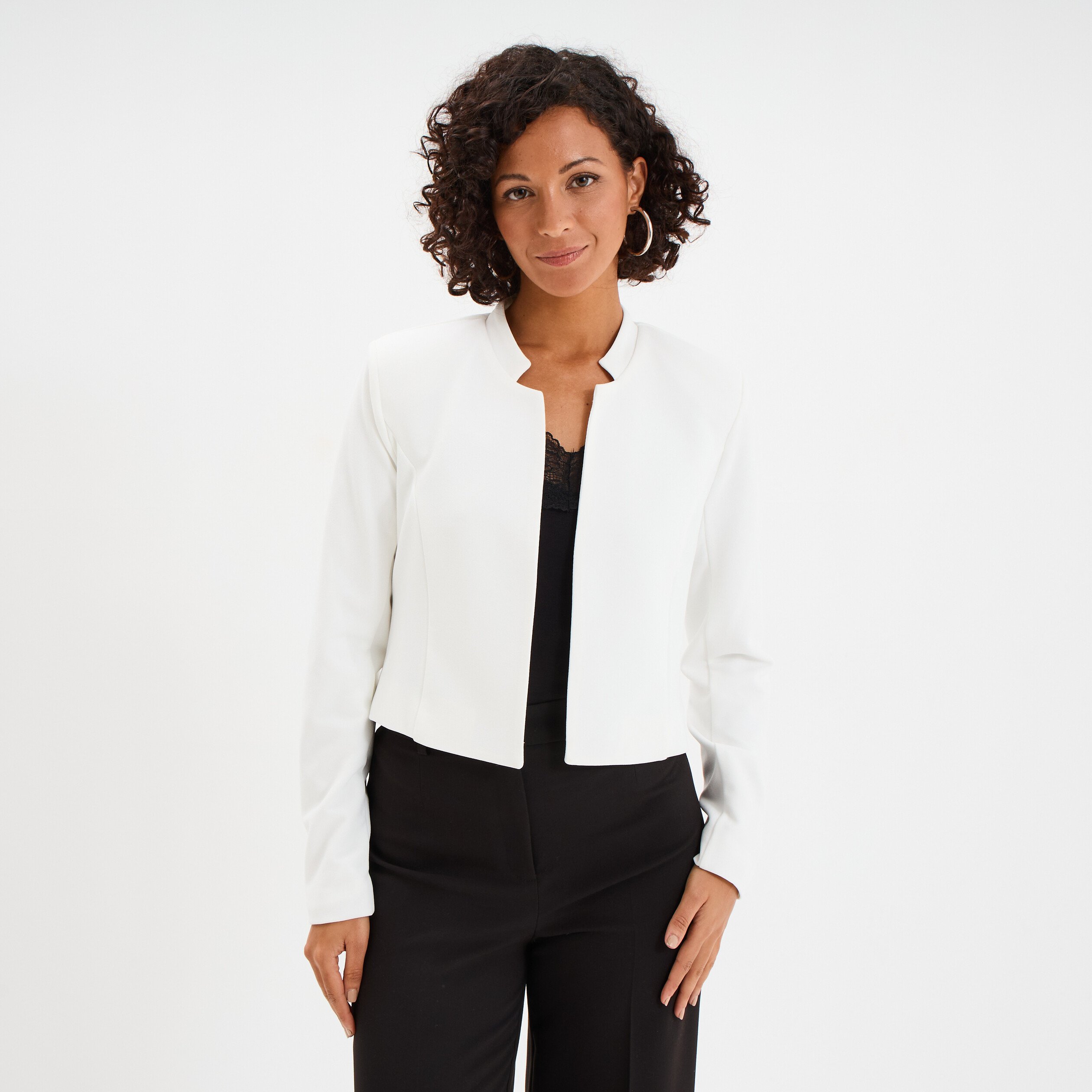 veste bolero doublee stretch blanc femme Veste boléro doublée stretch blanc femme