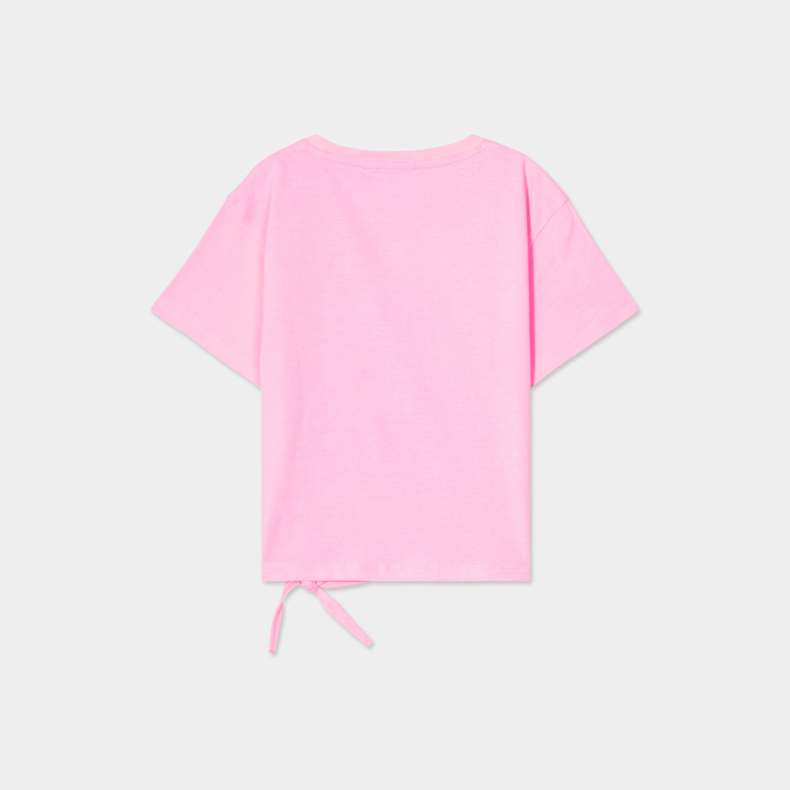 t shirt noue manches courtes stitch rose fille T-shirt noué manches courtes Stitch rose fille