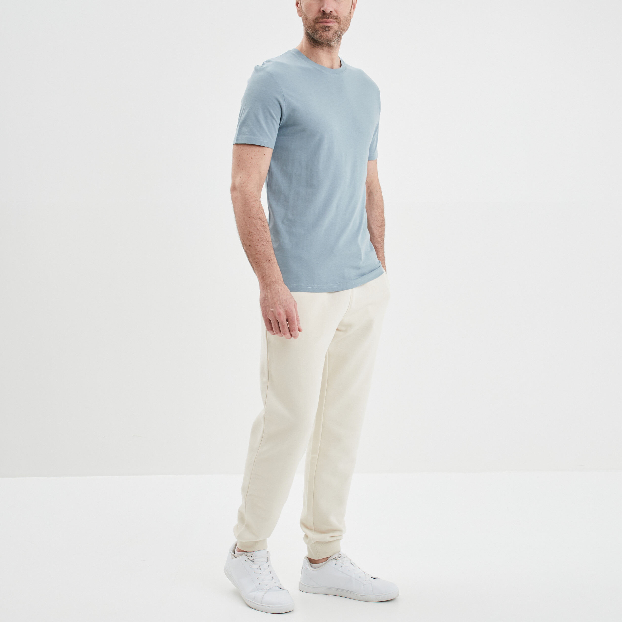 T-shirt droit en coton manches courtes gris homme