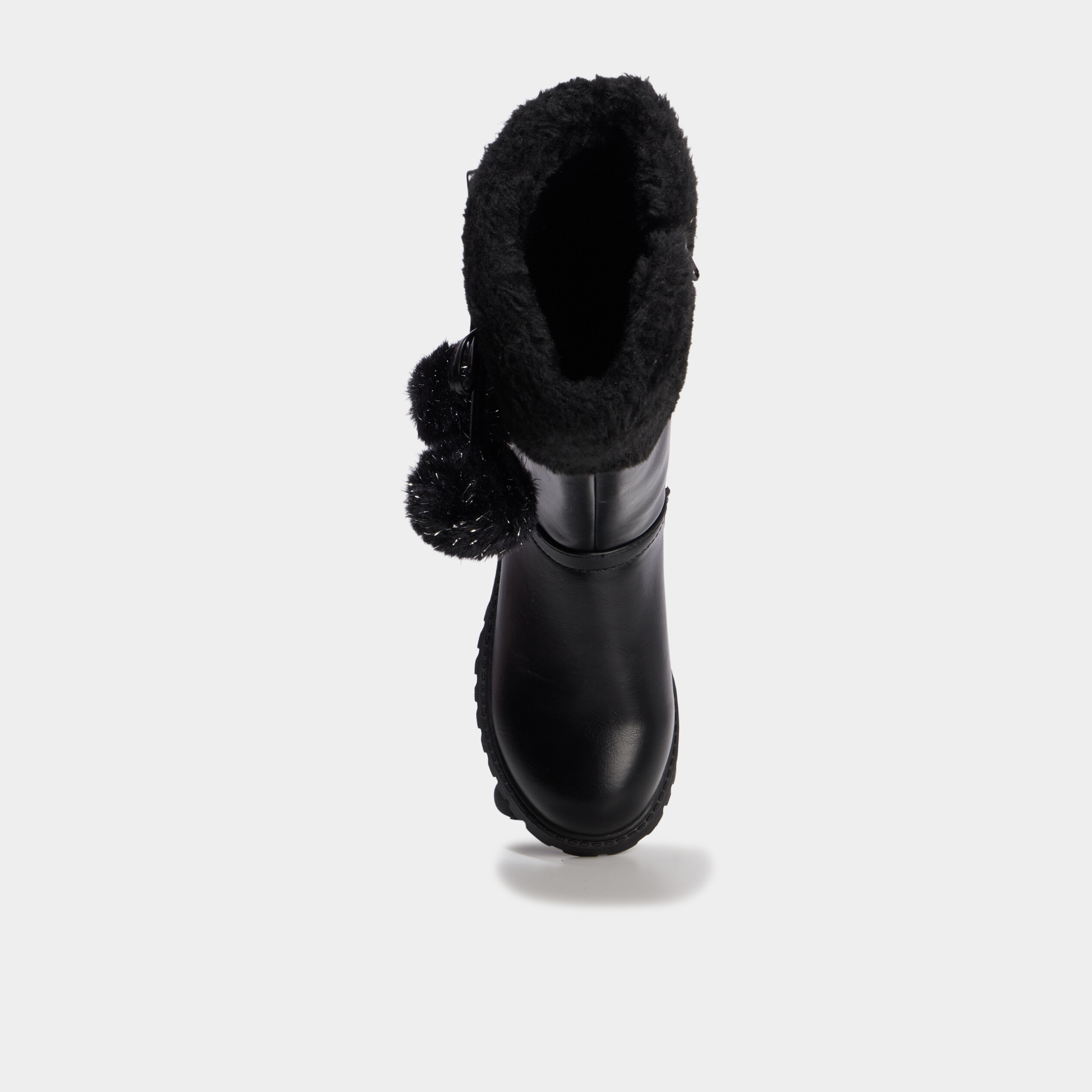 Bottes fourr&eacute;es &agrave; pompons noir fille