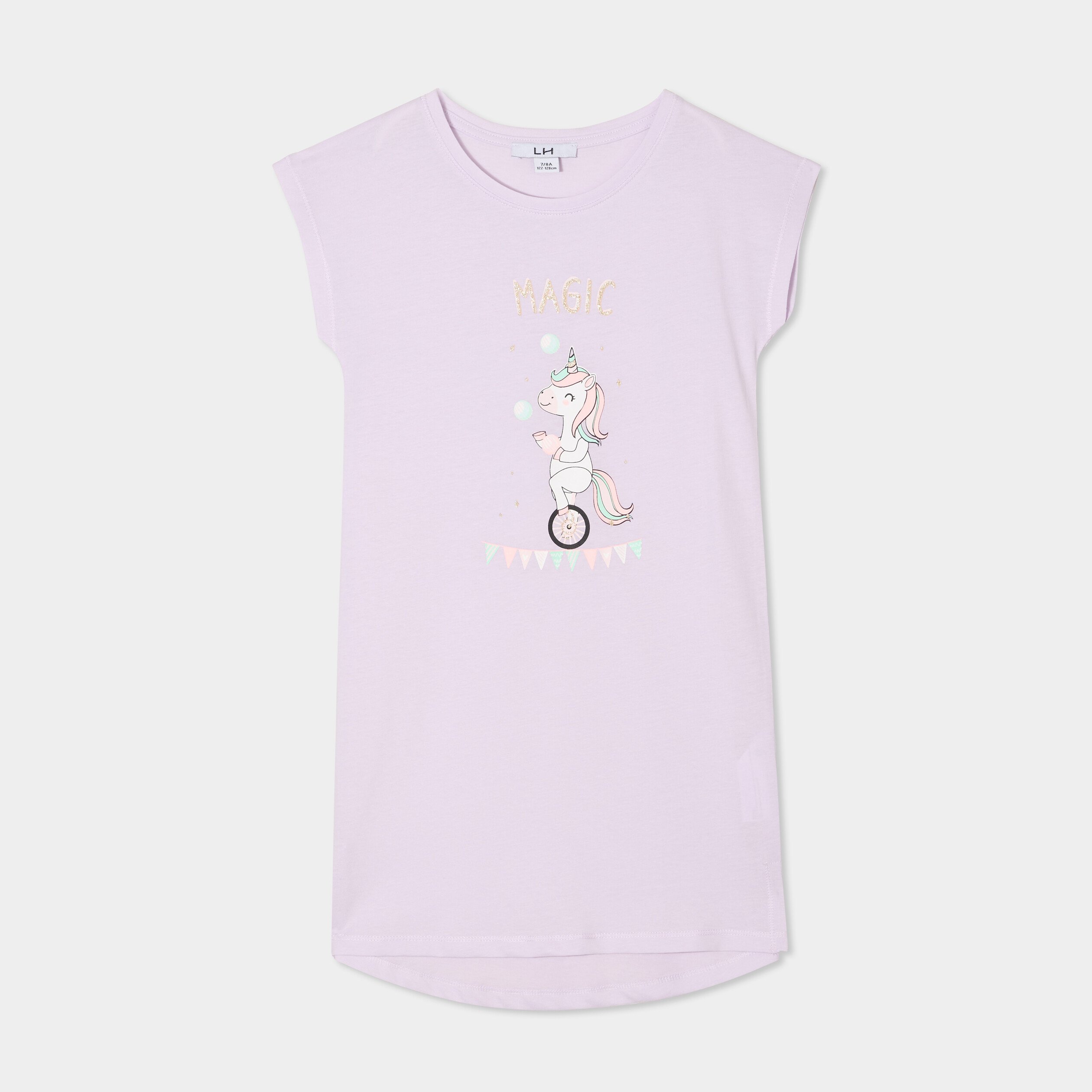 chemise de nuit manches courtes coton mauve fille Chemise de nuit manches courtes coton mauve fille