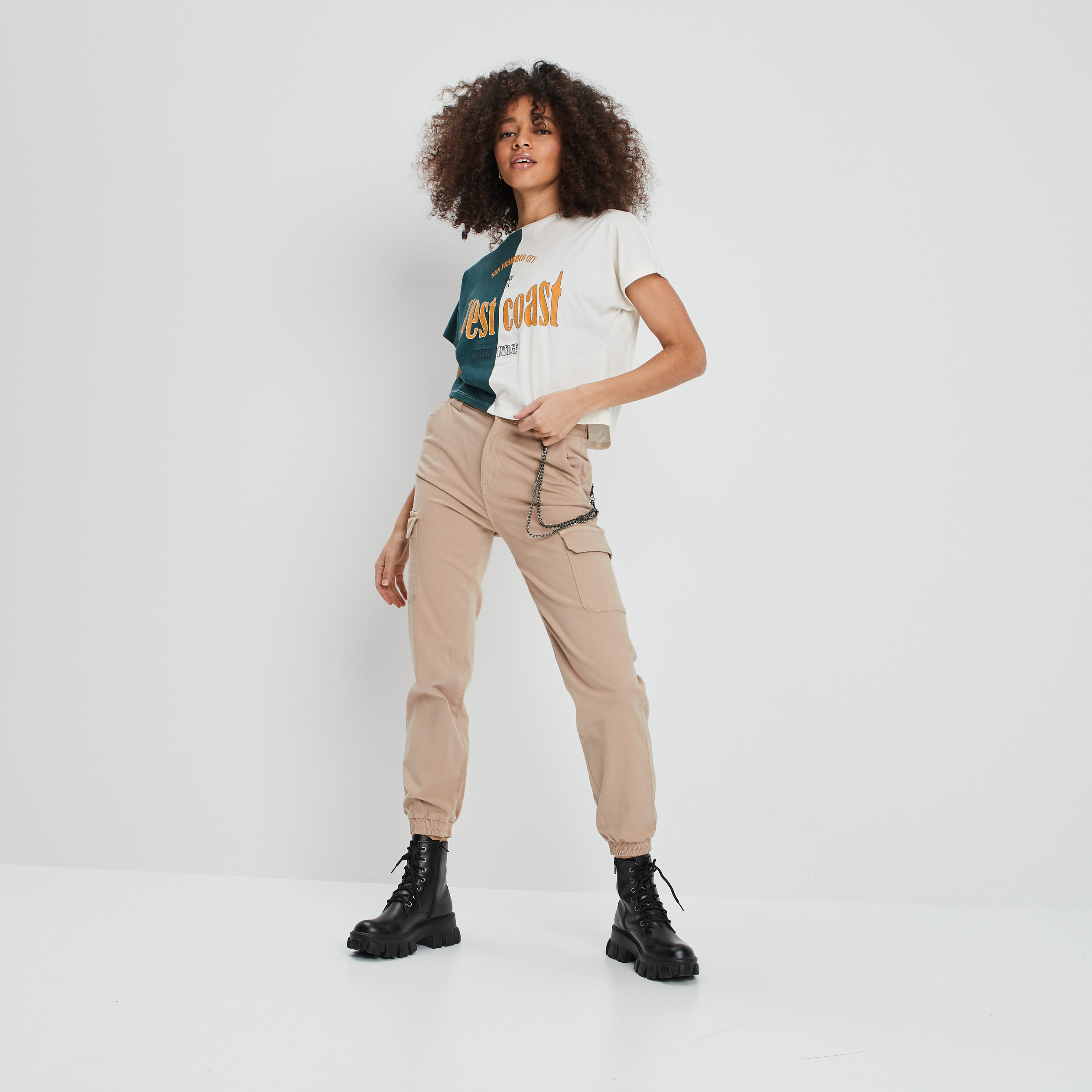 T-shirt manches courtes ivoire femme