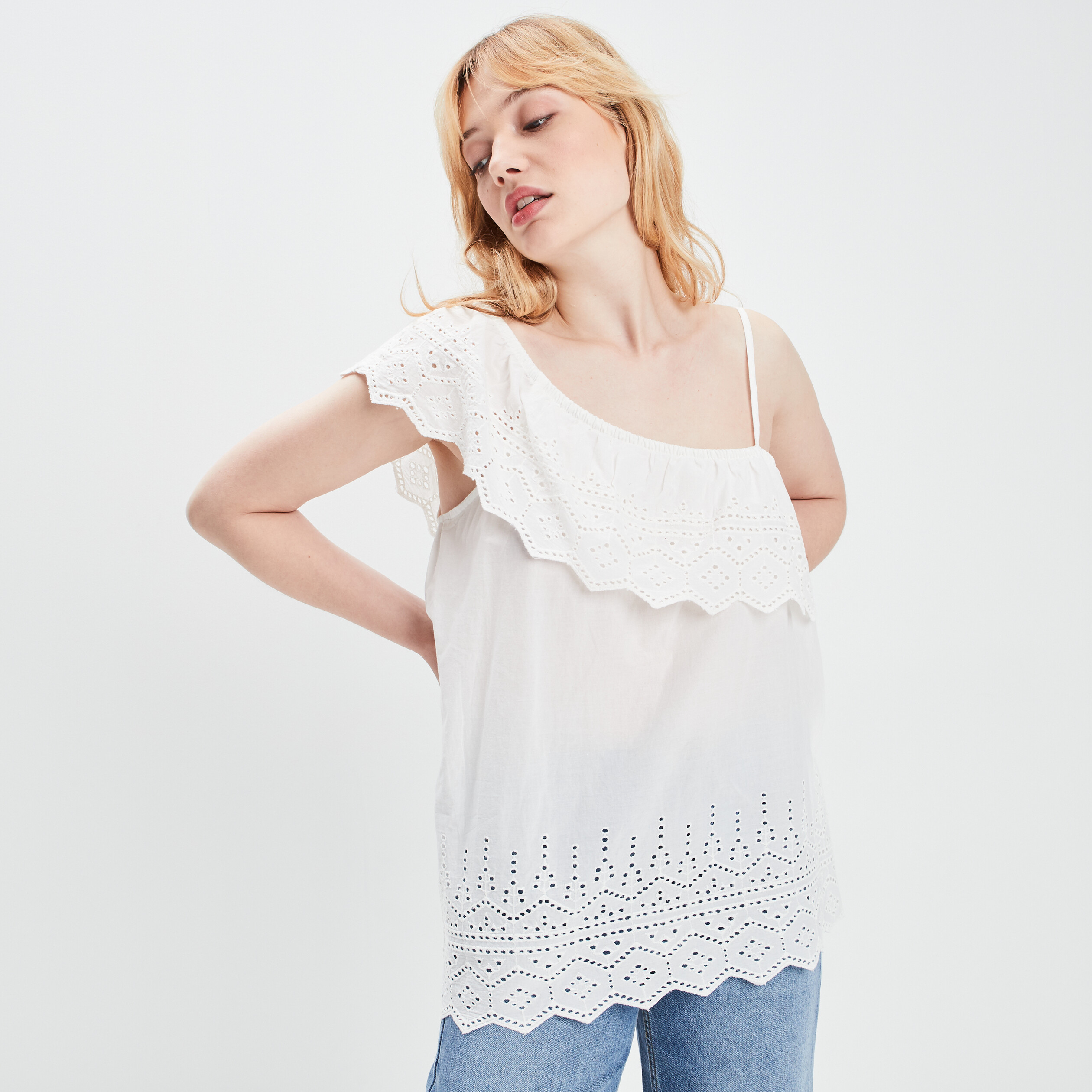 Blouse asymétrique ivoire femme