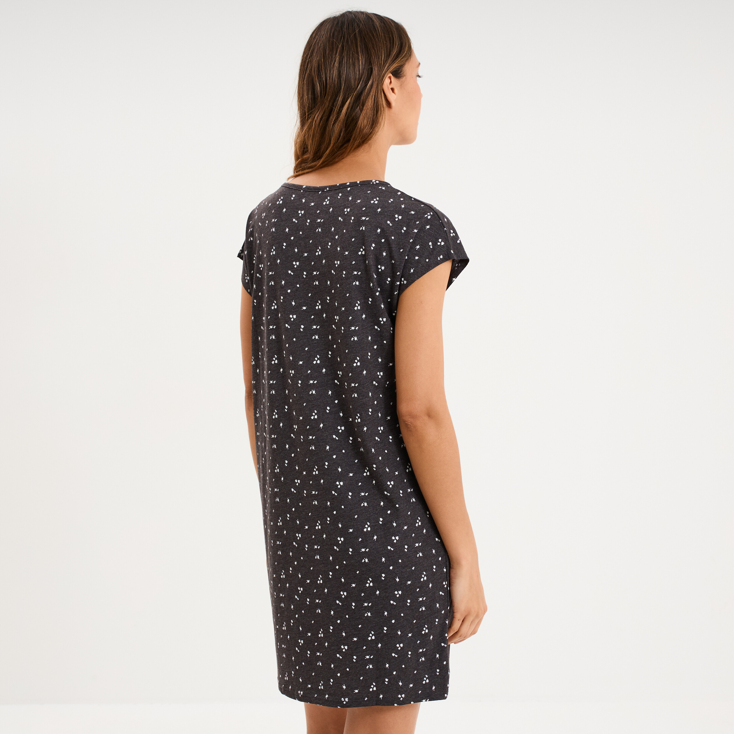Chemise de nuit manches courtes gris anthracite femme