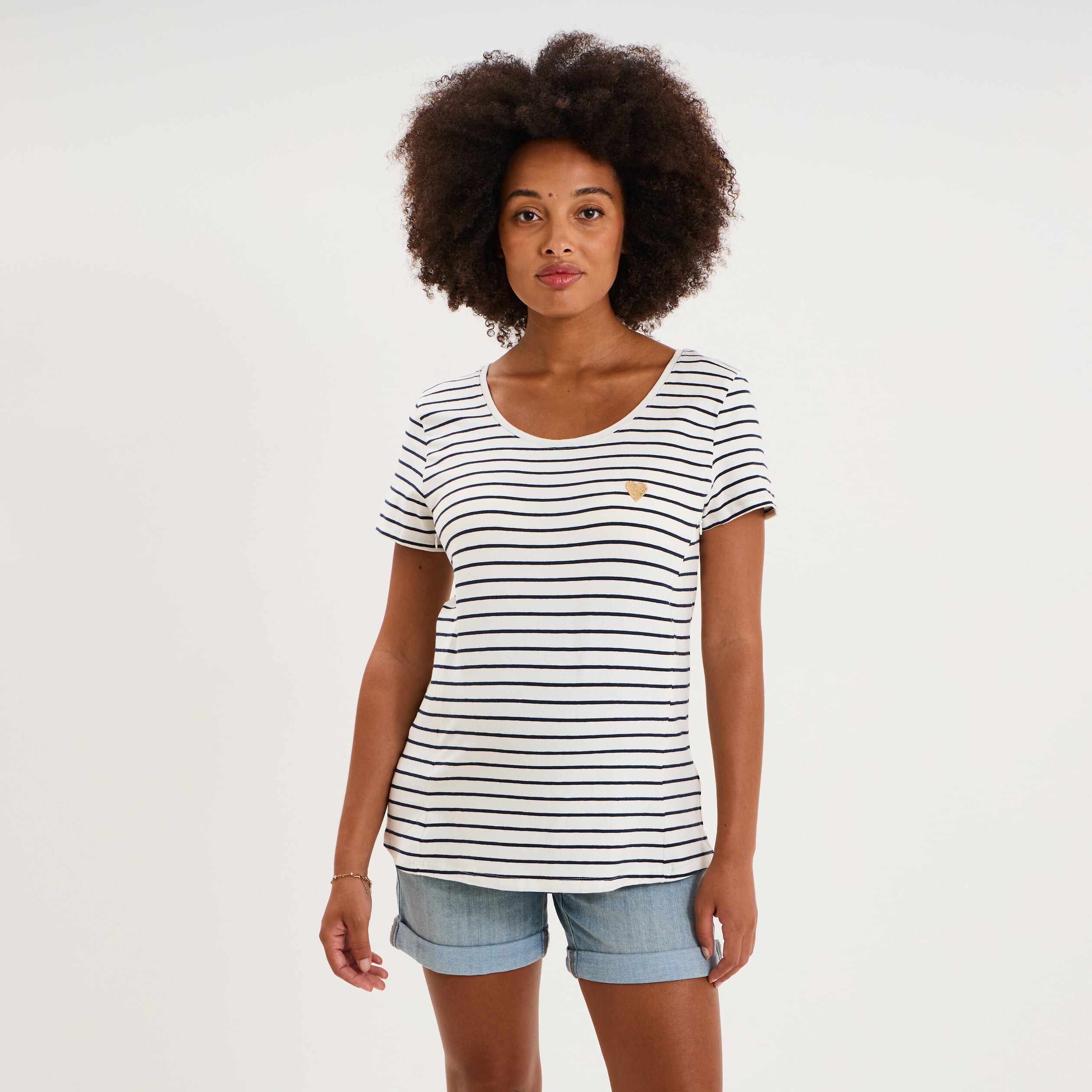 T-shirt allaitement manches courtes ecru femme maternit&eacute;