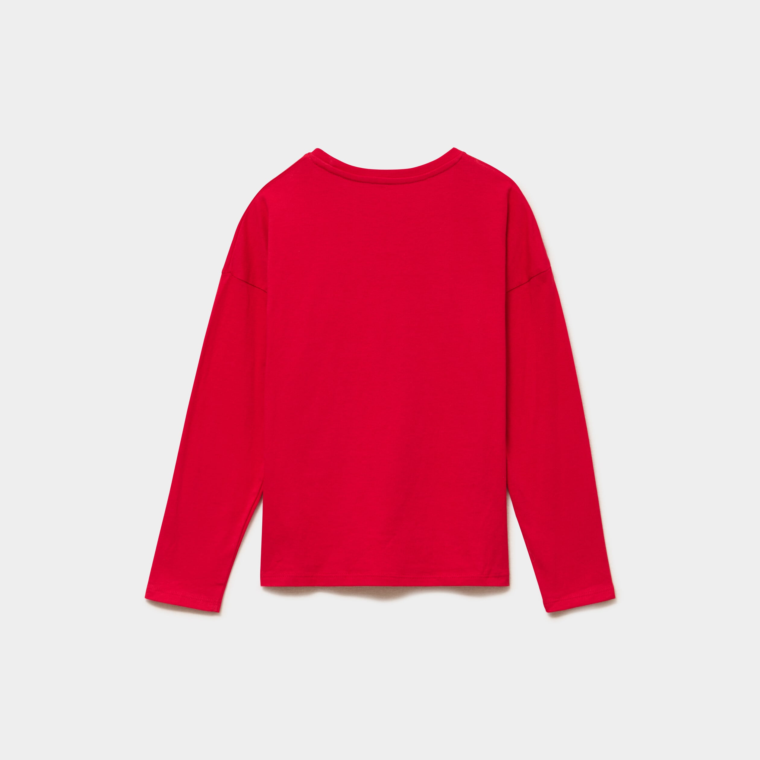 T-shirt &agrave; paillettes No&euml;l col rond coton rouge fille
