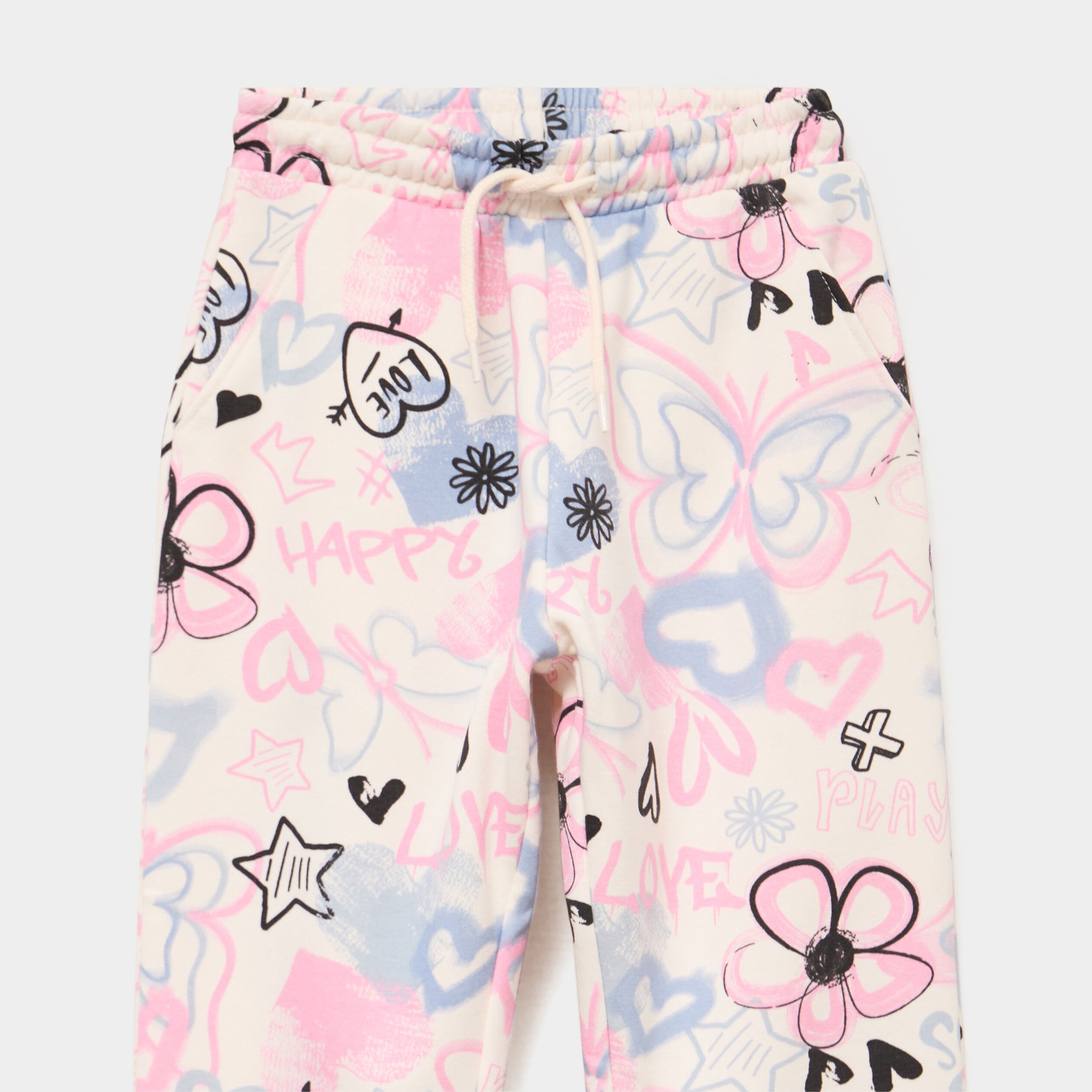 Pantalon de jogging molleton beige fille