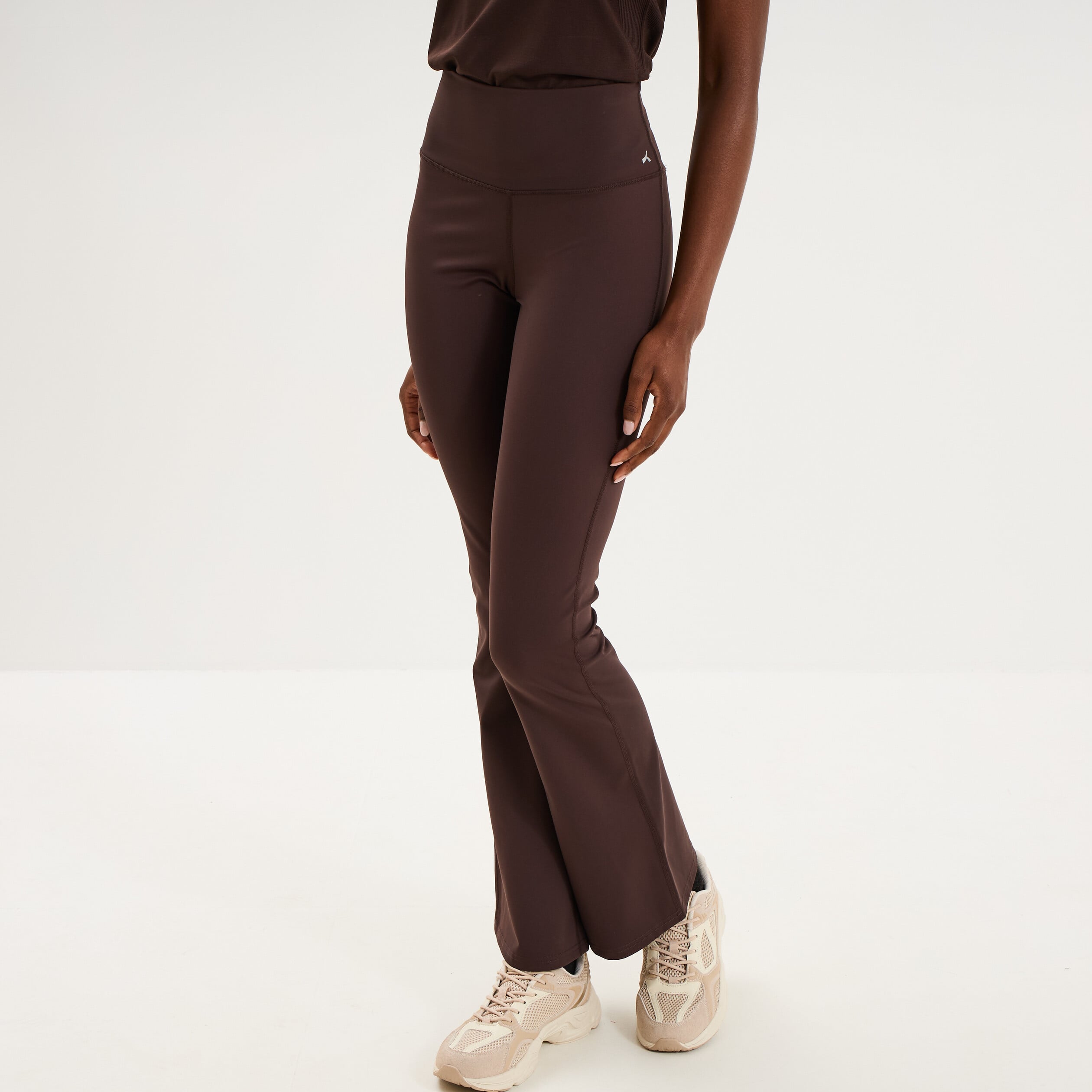 Legging de sport flare taille haute marron fonc&eacute; femme