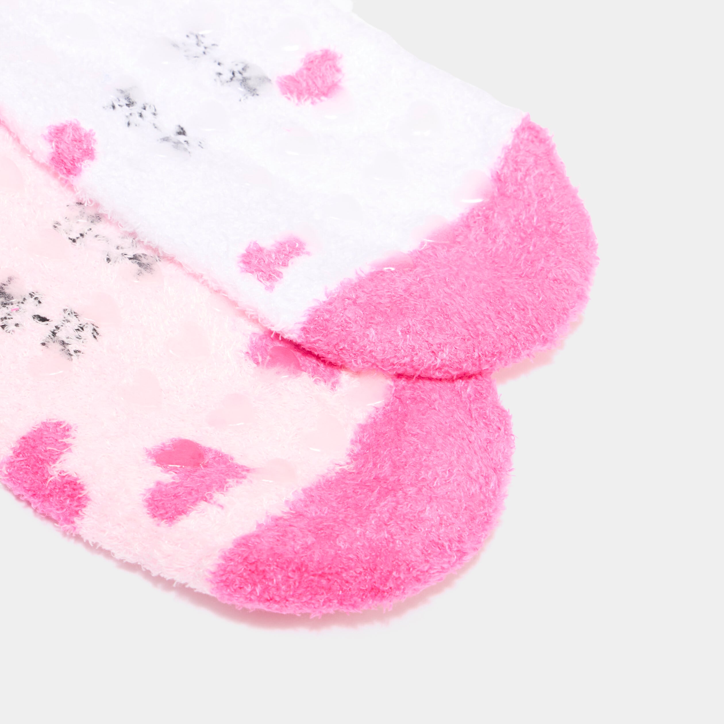 Lot 2 paires chaussettes d'int&eacute;rieur rose fille