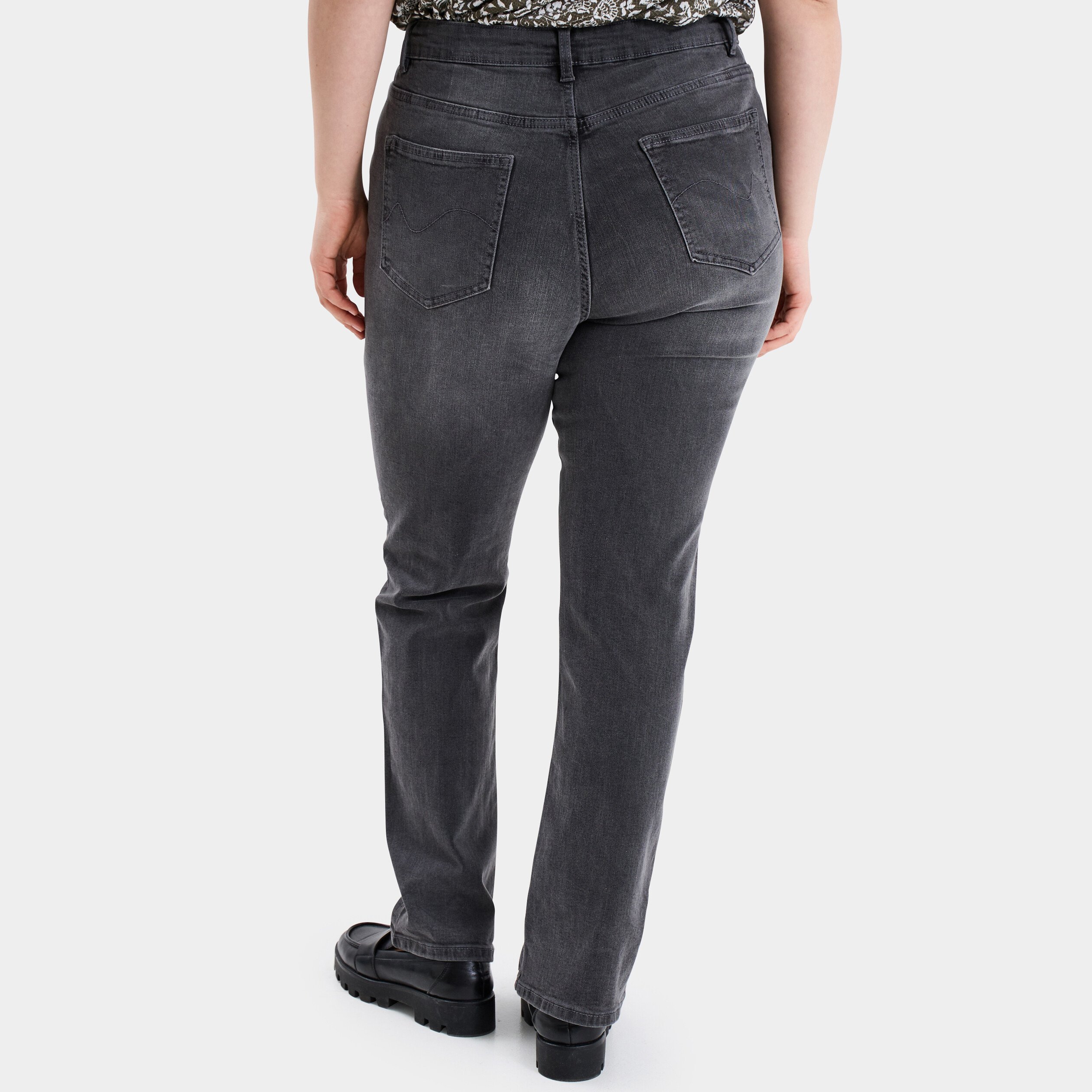 jeans straight taille haute modavista denim gris femmegt Jeans straight taille haute Modavista denim gris femme grande taille