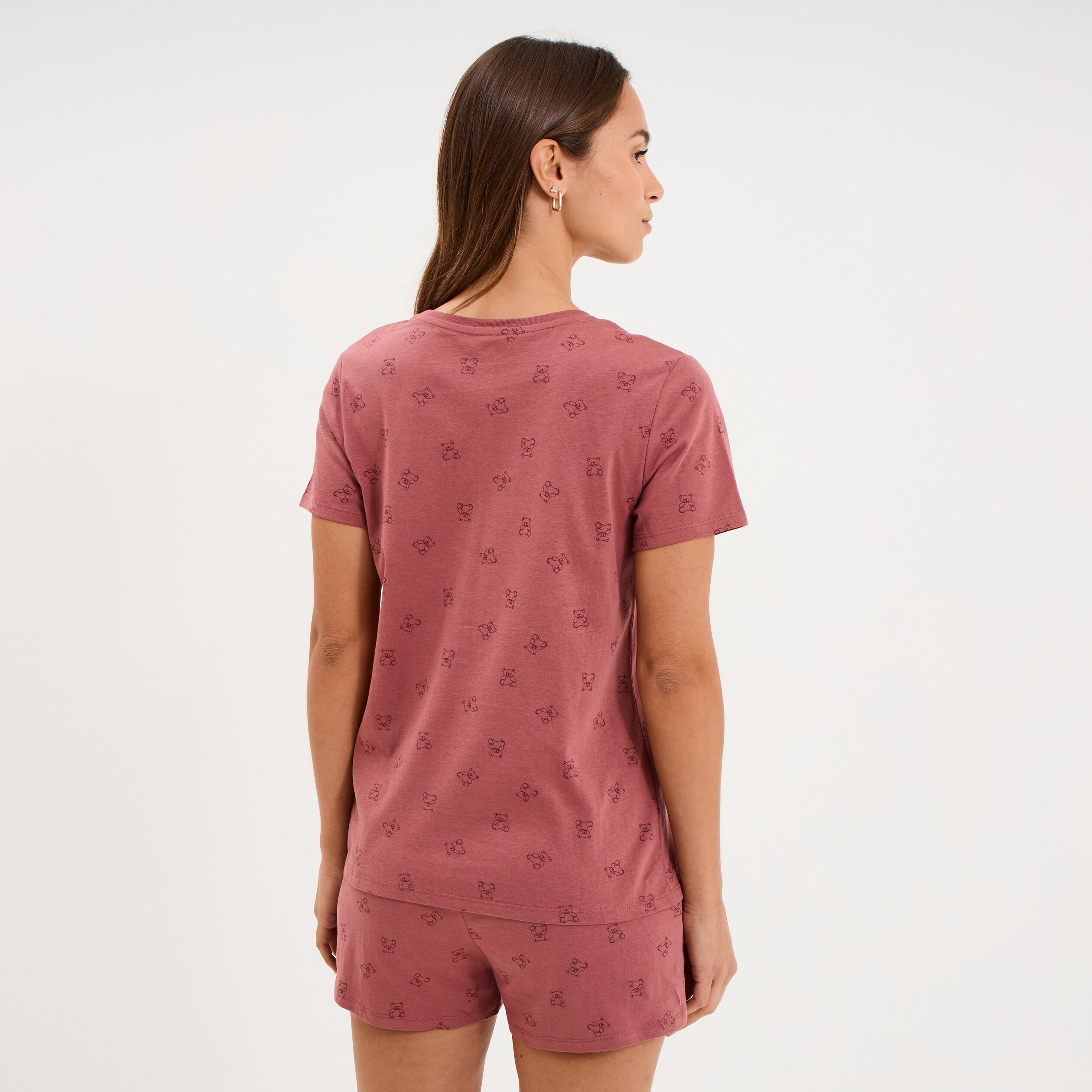 Ensemble pyjama short t-shirt coton rose femme