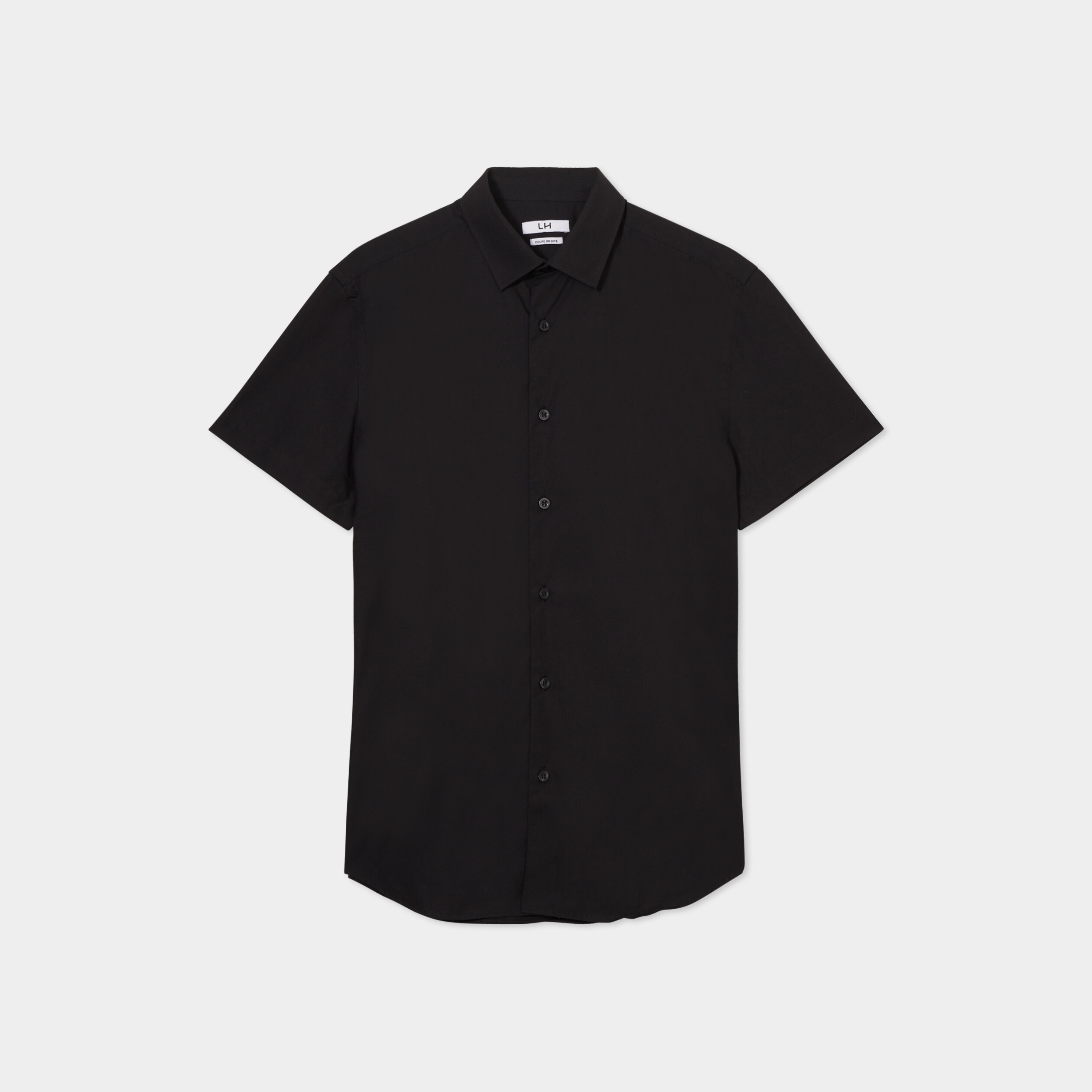 Chemise droite manches courtes noir homme