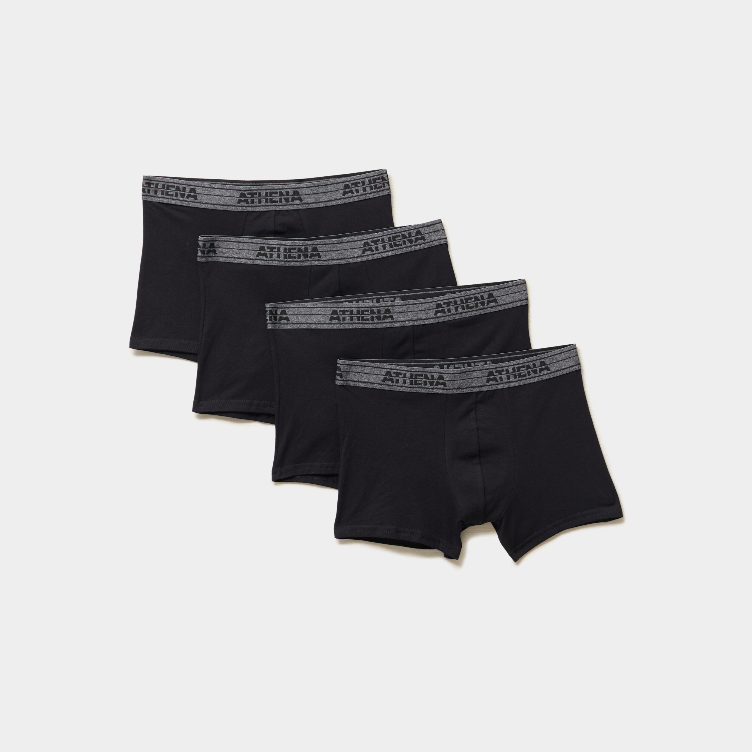 lot 4 boxers coton stretch athena noir homme Lot 4 boxers coton stretch Athena noir homme