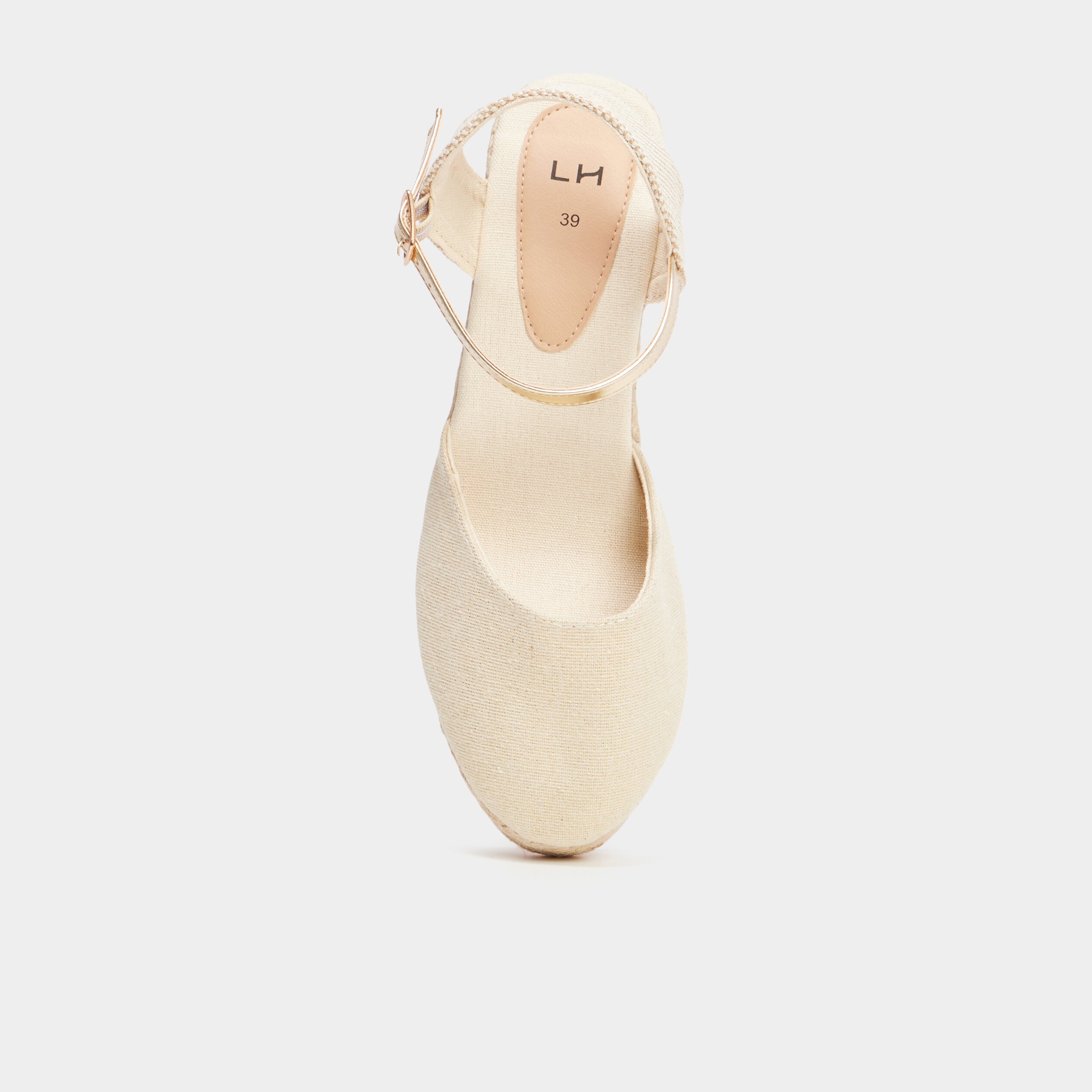 sandales compensees fils metallises jaune or femme Sandales compensées fils métallisés jaune or femme