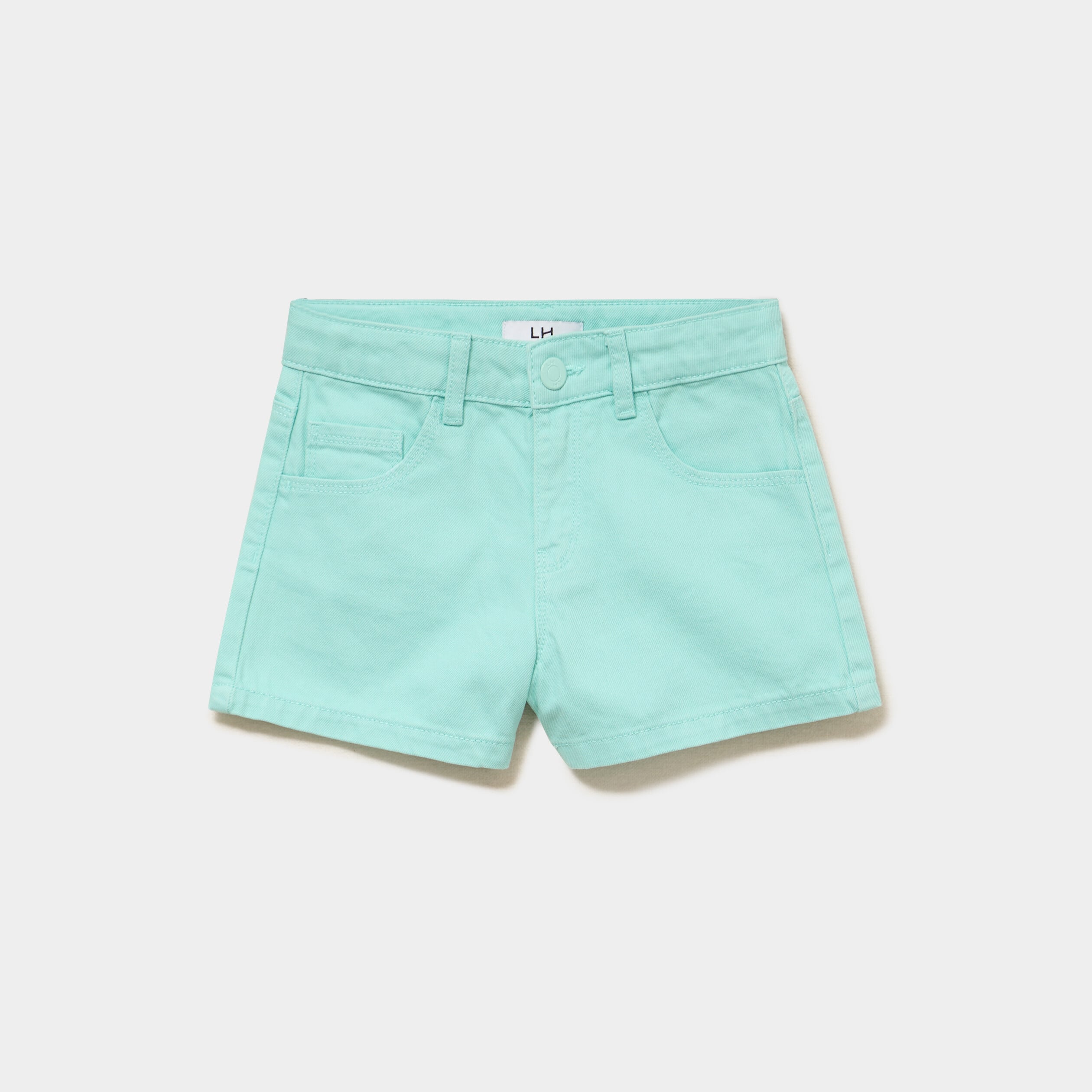 Short droit en coton taille ajustable vert clair fille