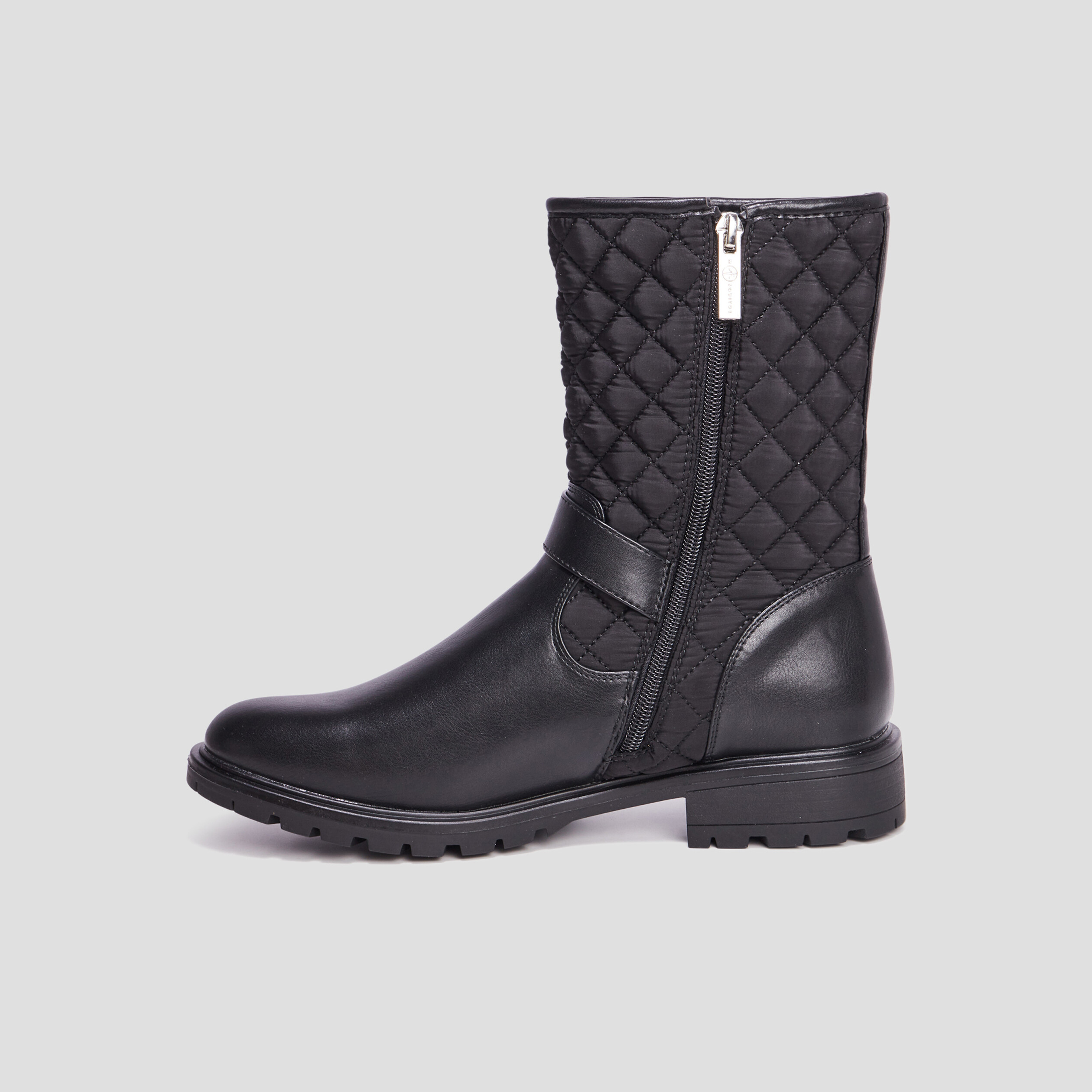 bottines plates matelassees noir femme Bottines plates matelassées noir femme