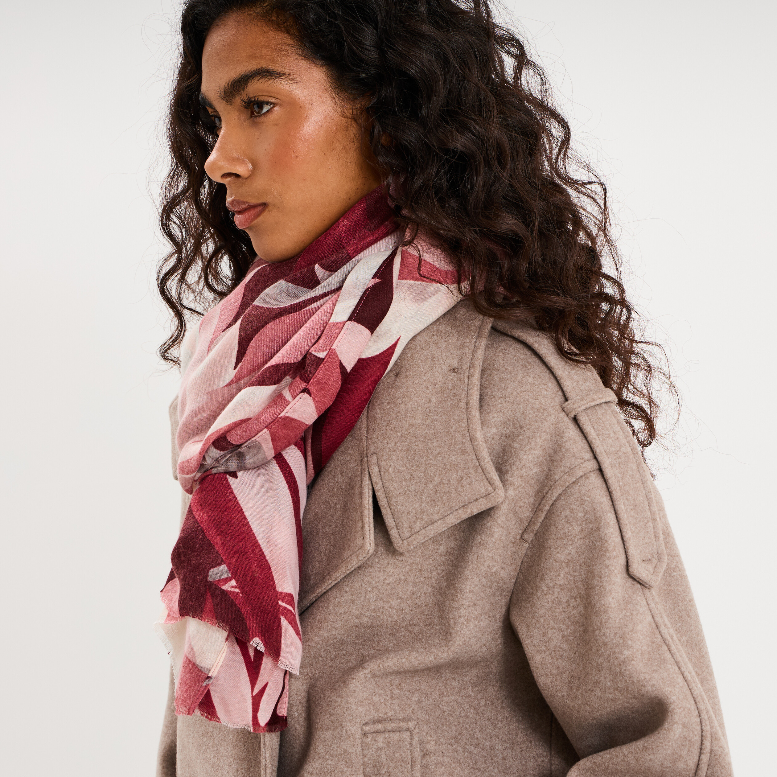 Foulard rectangulaire bordeaux femme