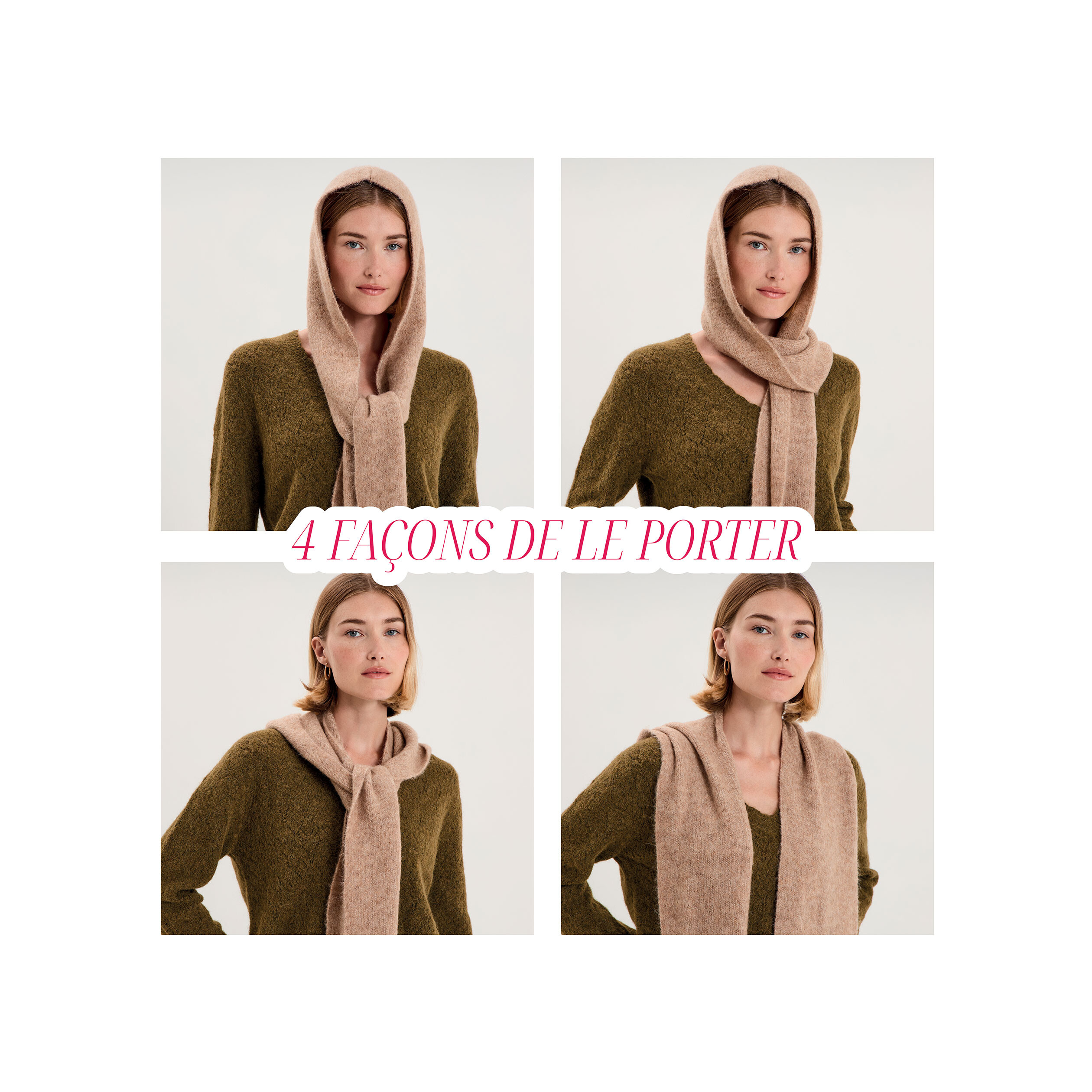 Cagoule &eacute;charpe beige femme