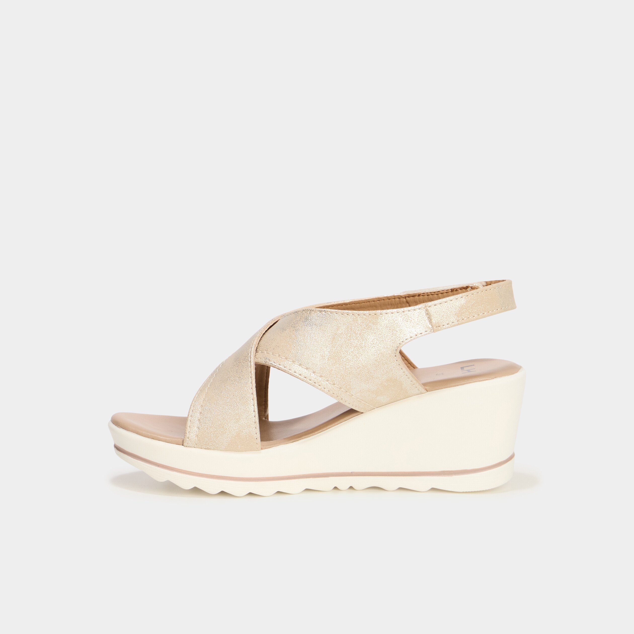 sandales compensees brides croisees jaune or femme Sandales compensées brides croisées jaune or femme