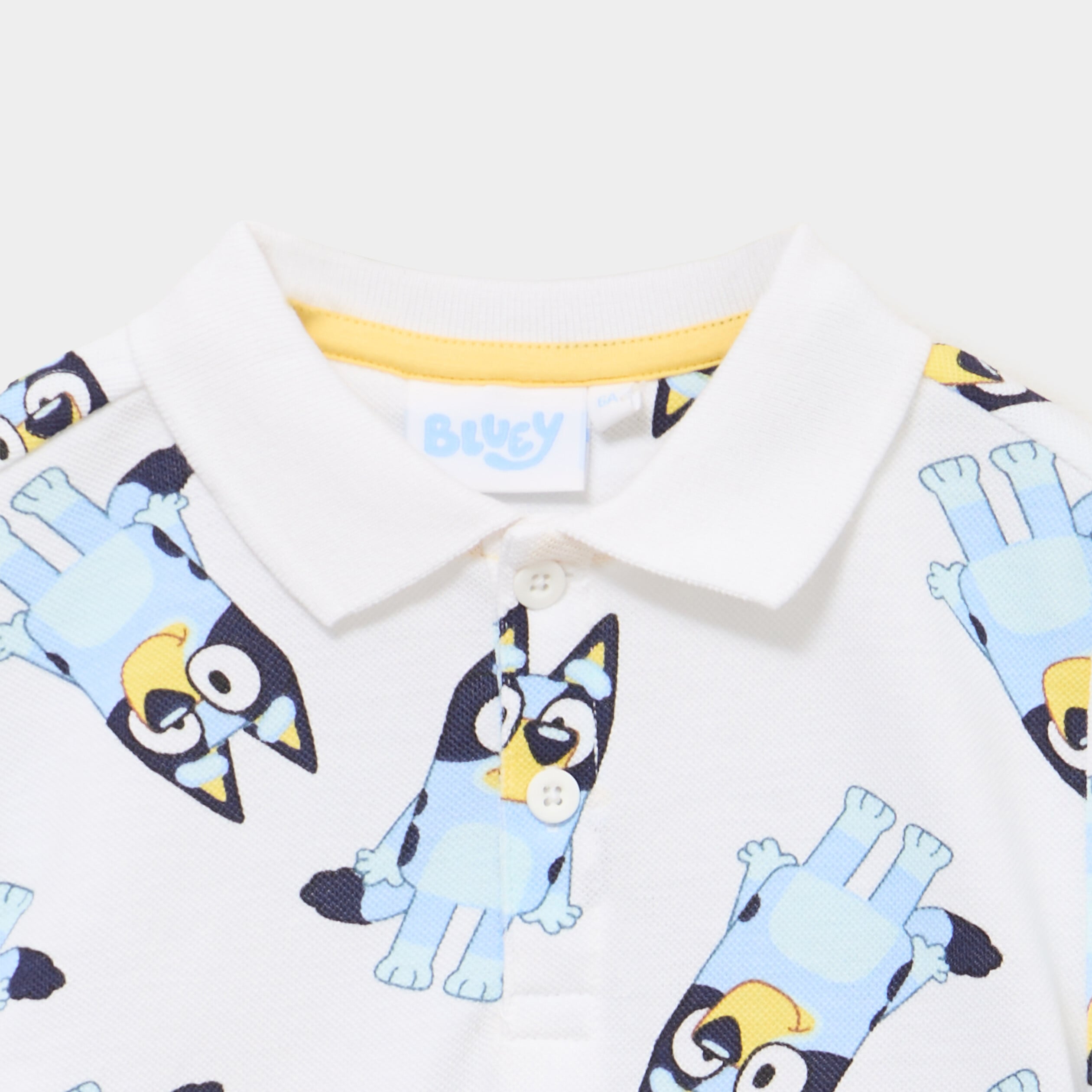 Polo manches courtes coton Bluey blanc gar&ccedil;on