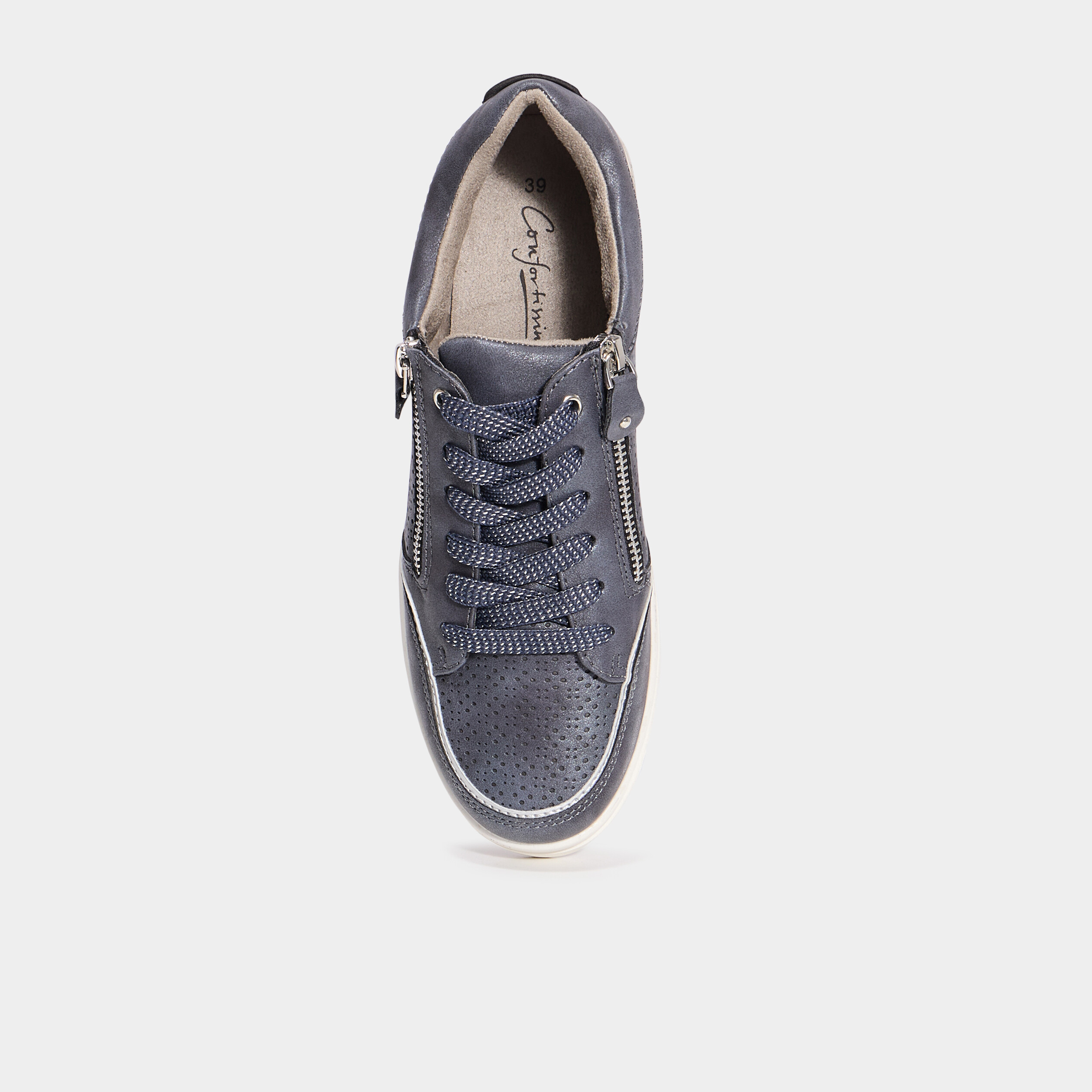 Tennis &agrave; lacets zipp&eacute;es bleu marine femme