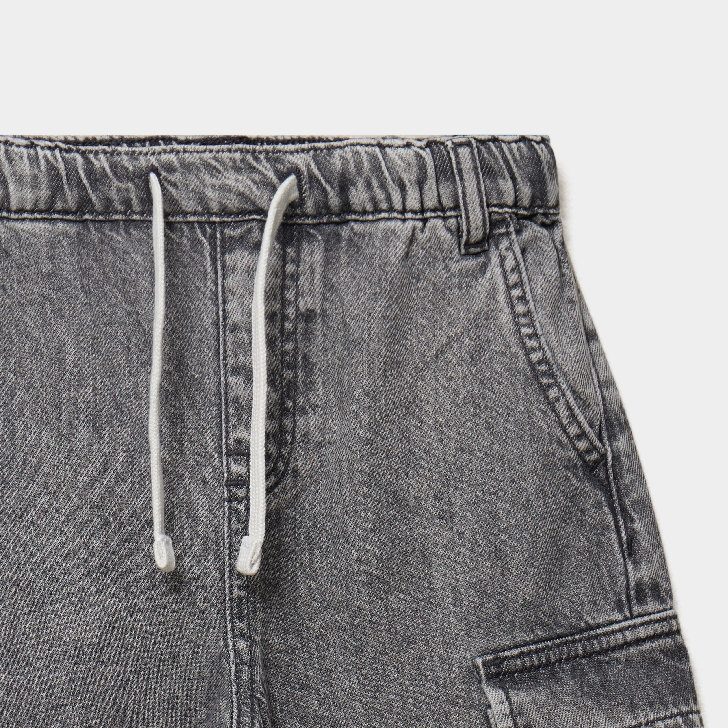 Bermuda en jean regular coton denim gris gar&ccedil;on