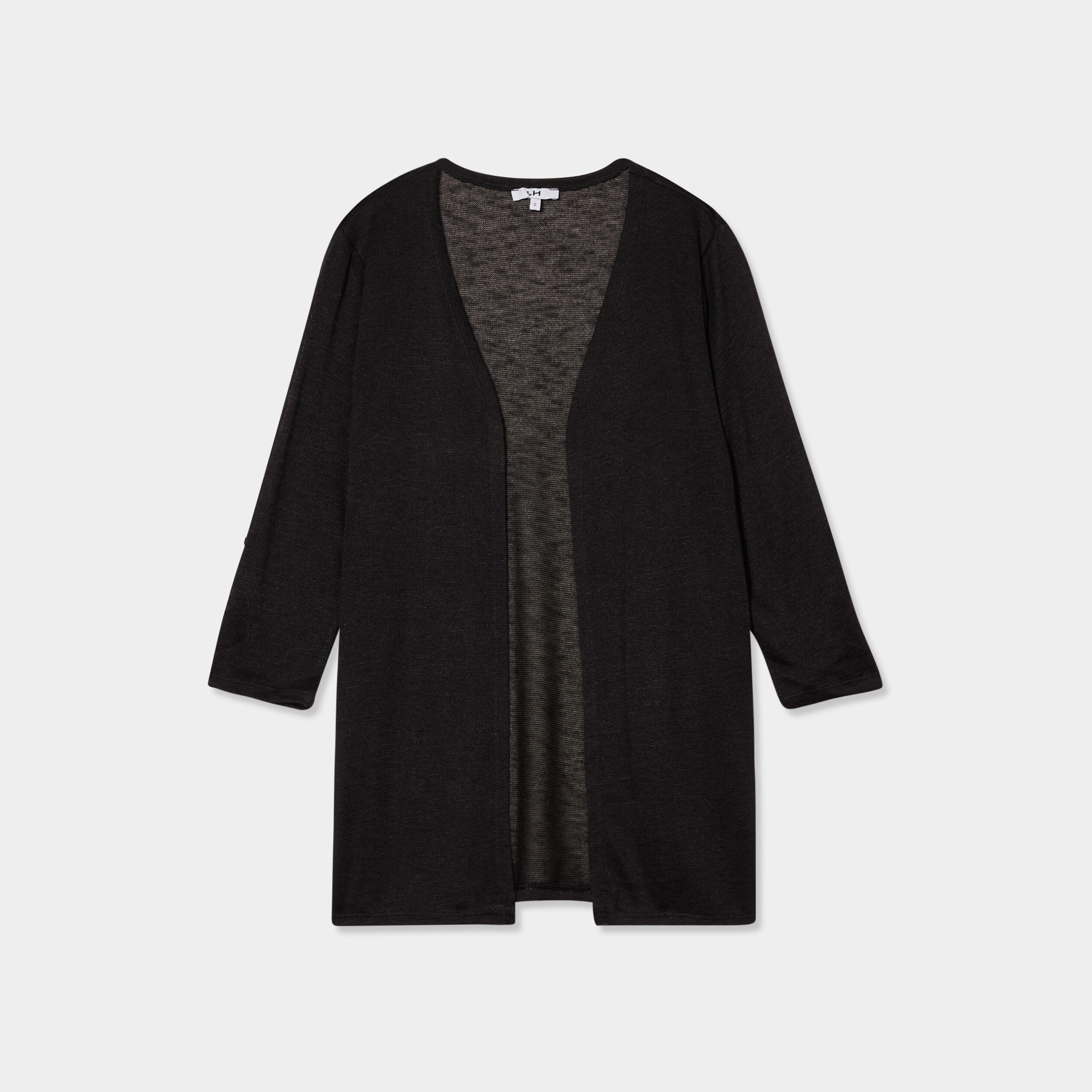 Gilet fin mi long manches 3/4 noir femme