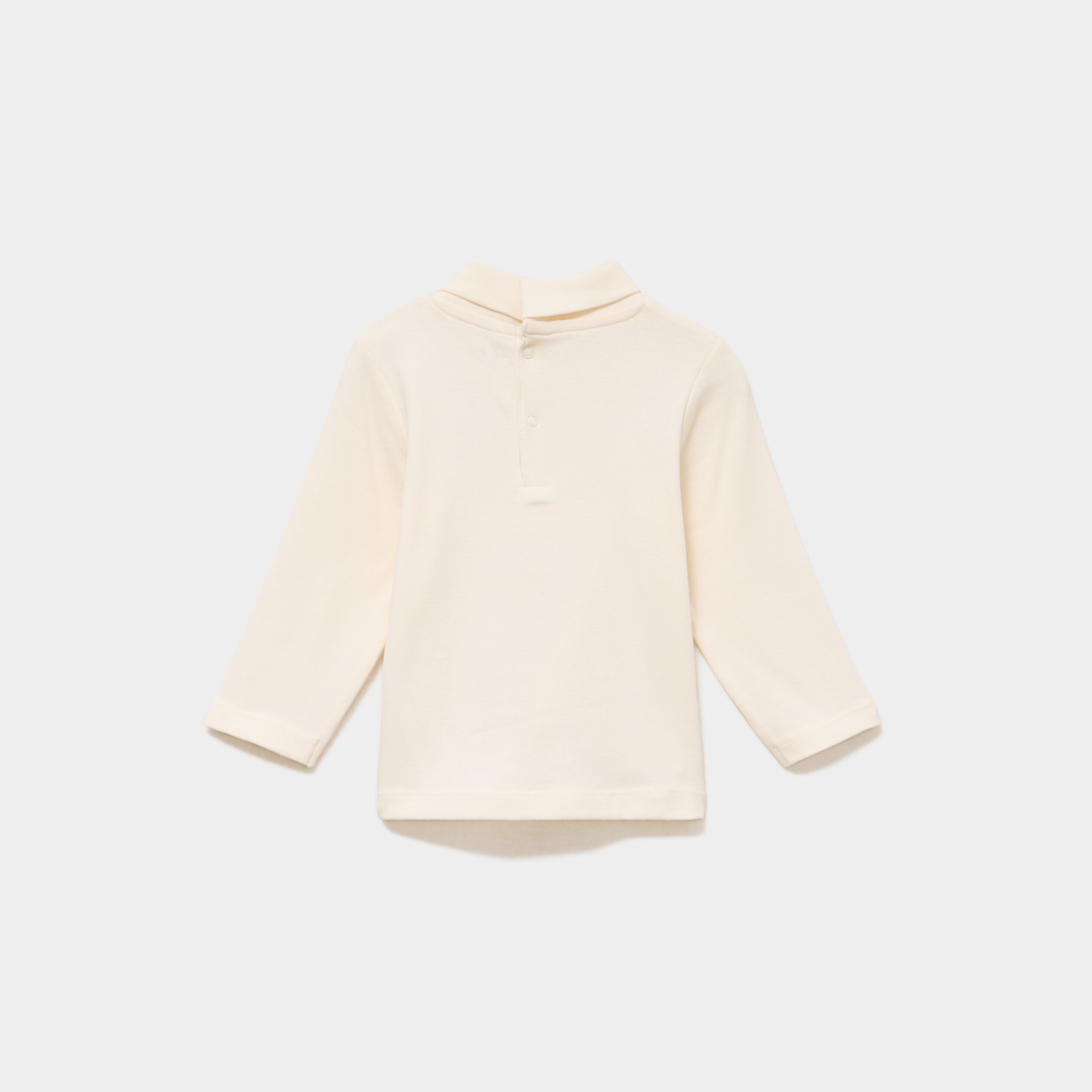 Lot 2 t-shirts col roul&eacute; boutonn&eacute; dos beige b&eacute;b&eacute; gar&ccedil;on