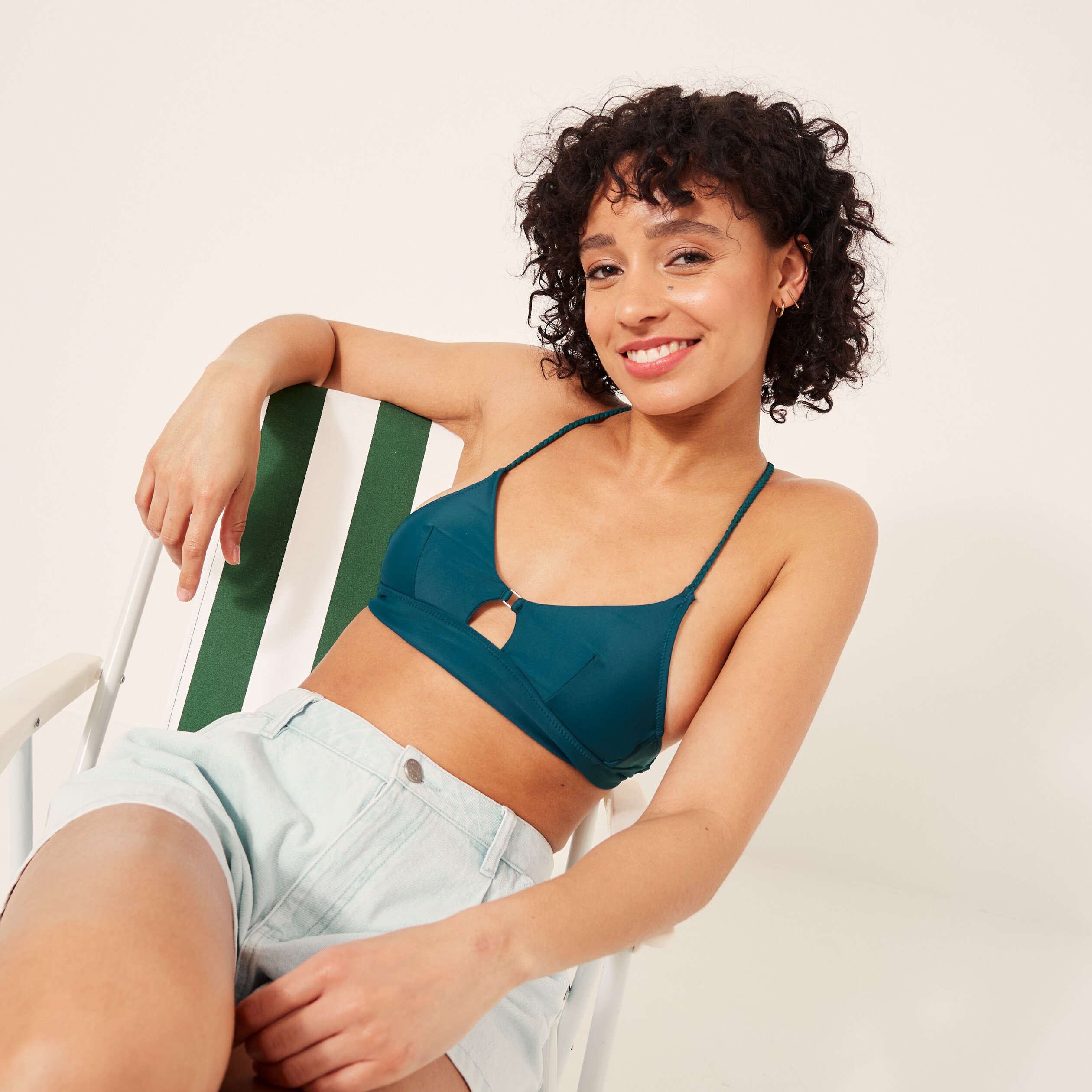 haut de maillot de bain bretelles fines bleu petrole femme Haut de maillot de bain bretelles fines bleu pétrole femme
