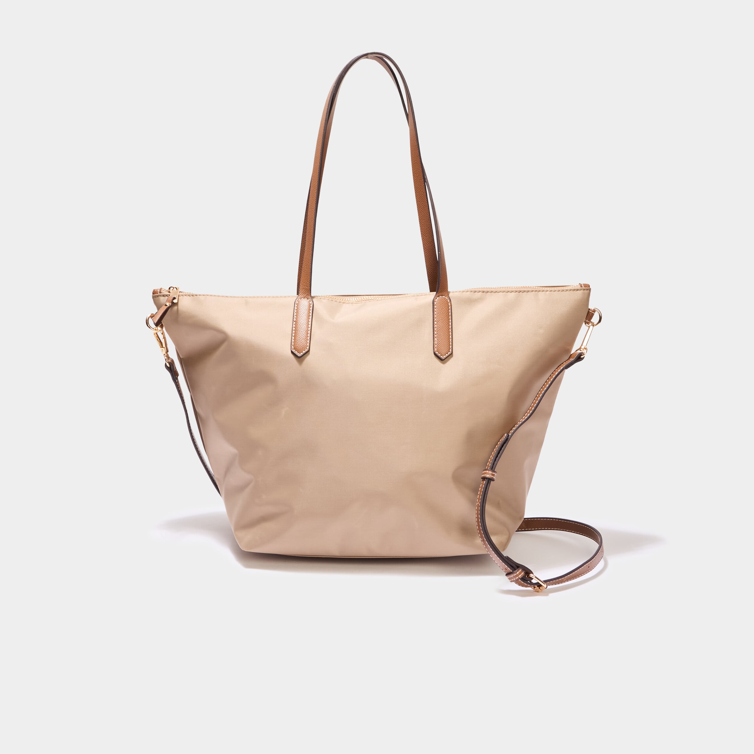 Sac shopper avec bandouli&egrave;re sable femme