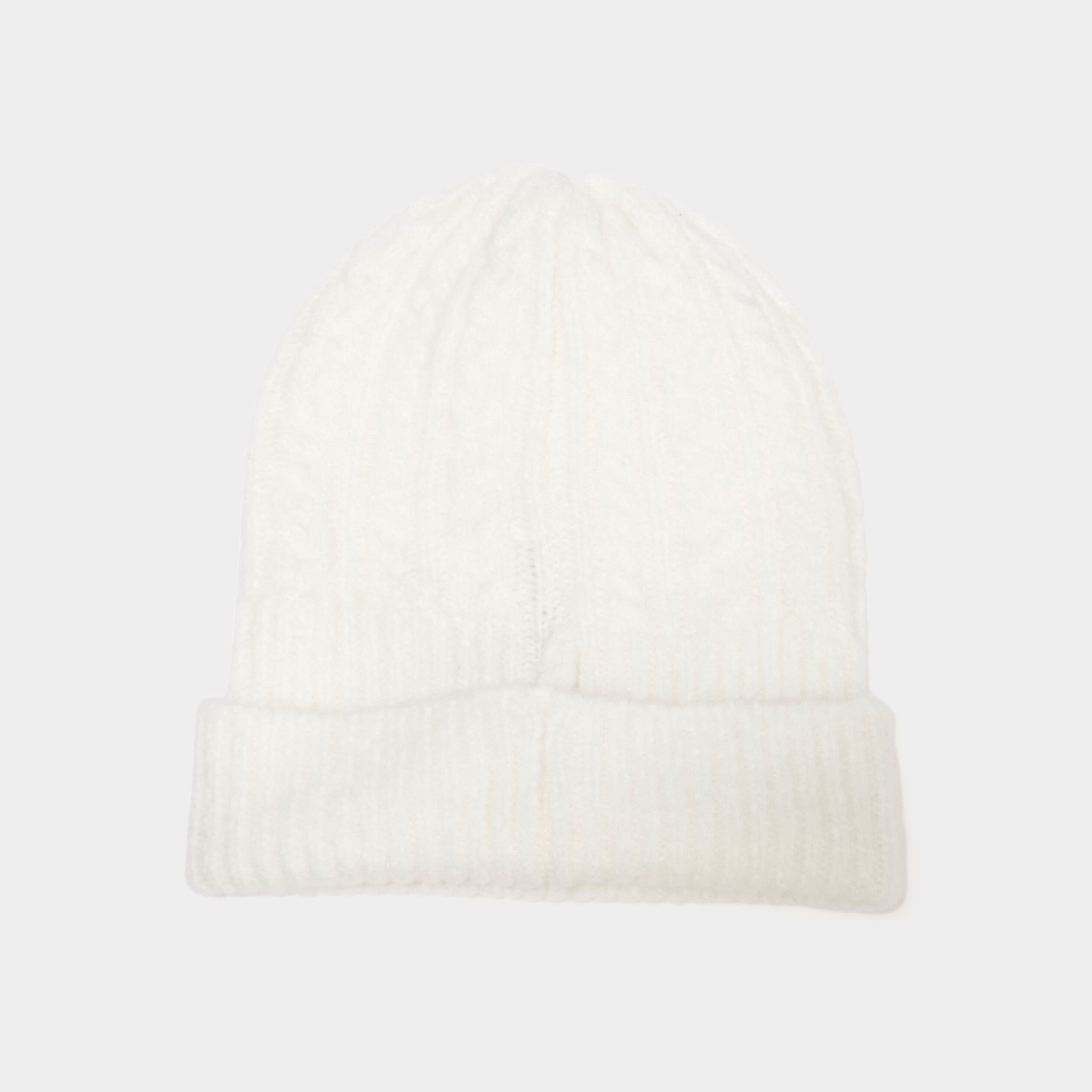 Bonnet tricot&eacute; torsades blanc femme