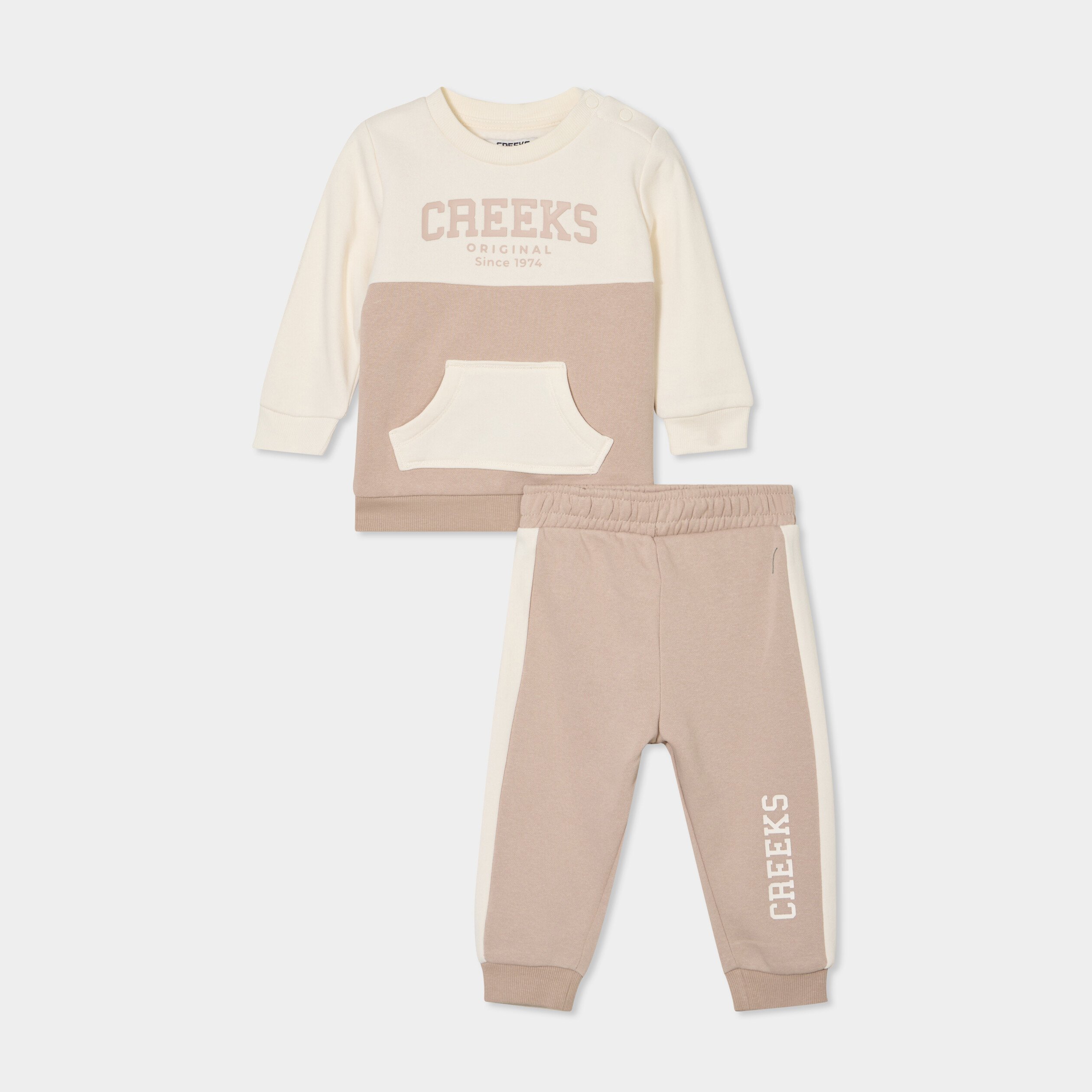 ensemble 2 pieces sweat et jogging sable bebeg Ensemble 2 pièces sweat et jogging sable bébé garçon