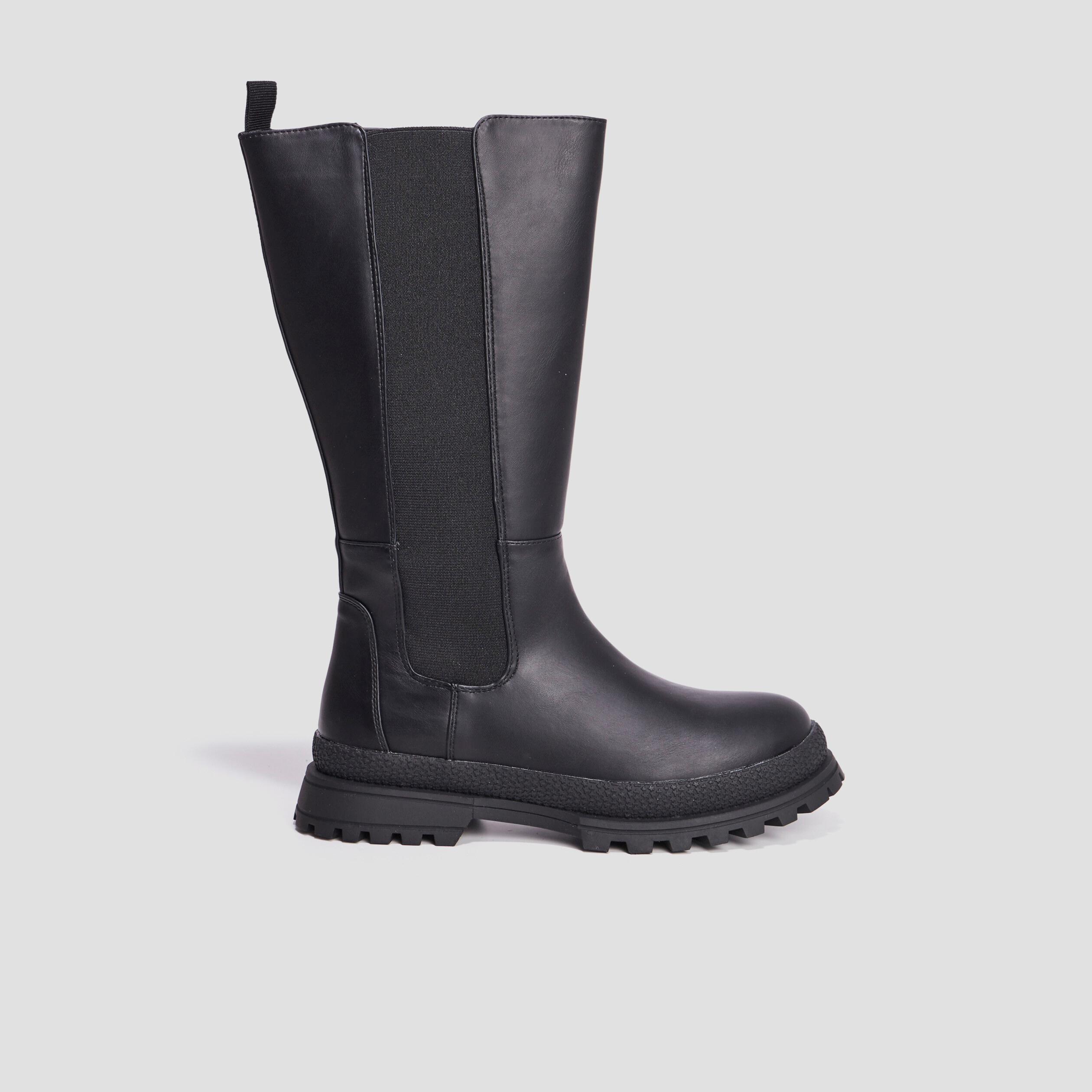 Bottes crantées cotés élastiqués noir fille