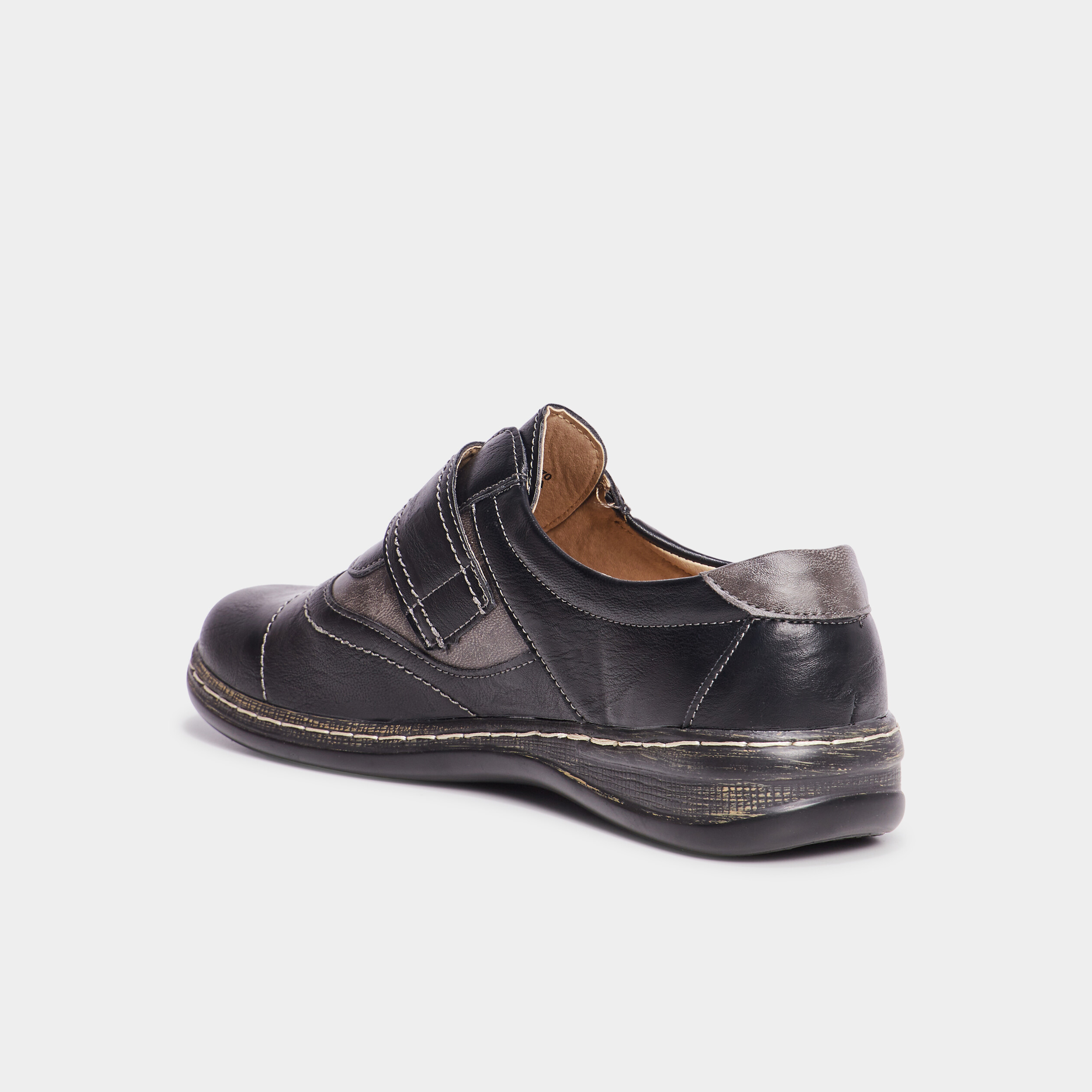 Chaussures confort fermeture scratch noir femme