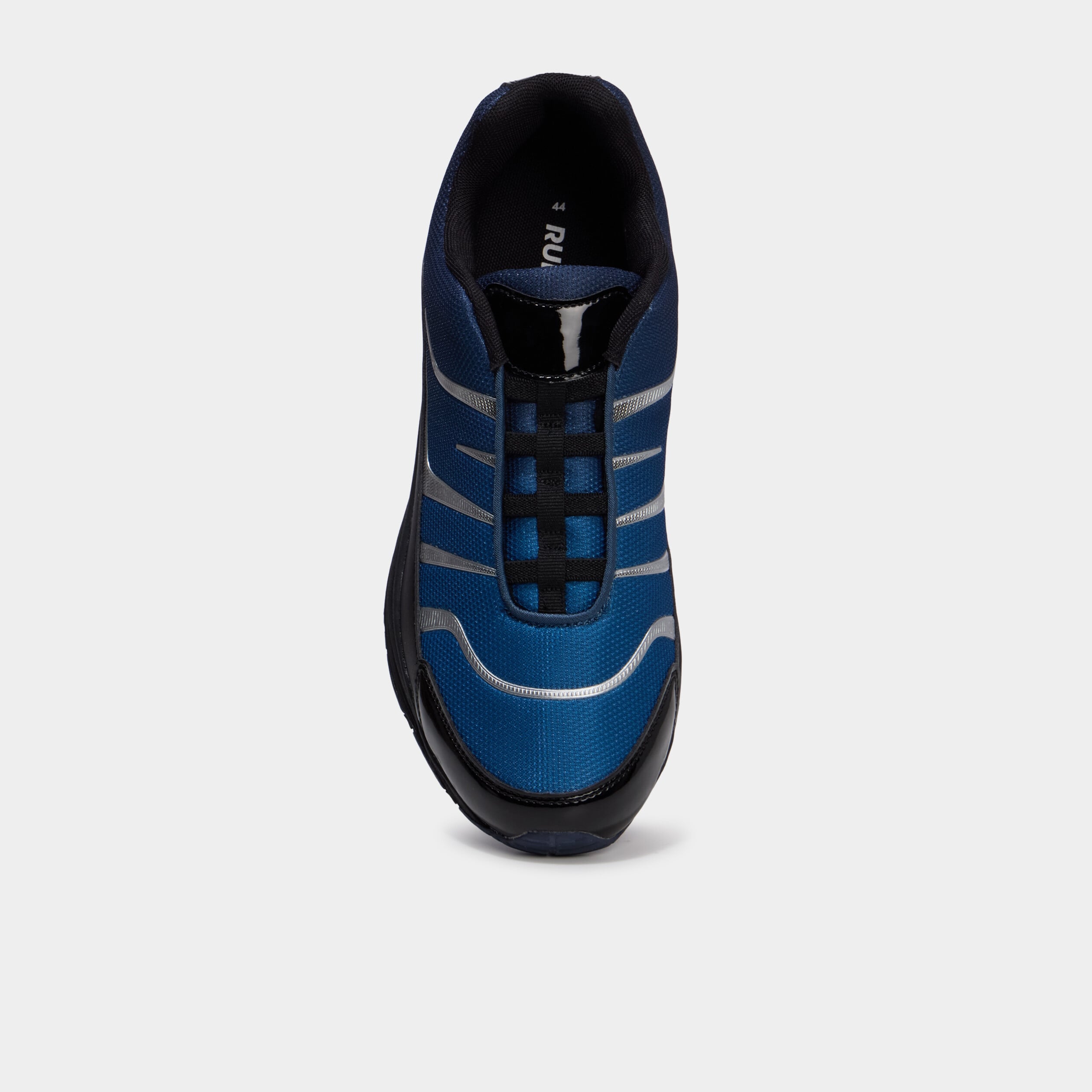 Baskets plates running &eacute;lastiqu&eacute;es bleu homme
