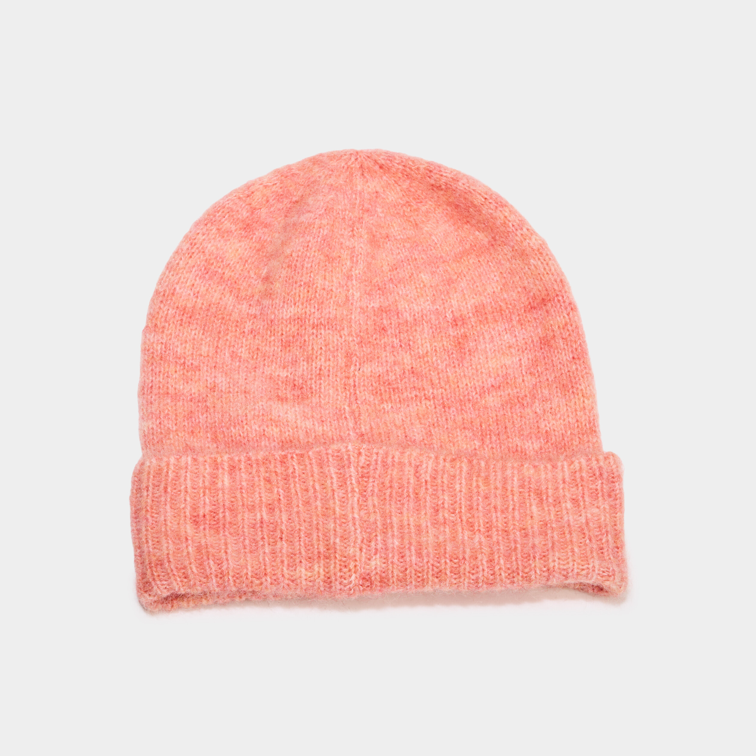 Bonnet maille c&ocirc;tel&eacute;e rose corail femme